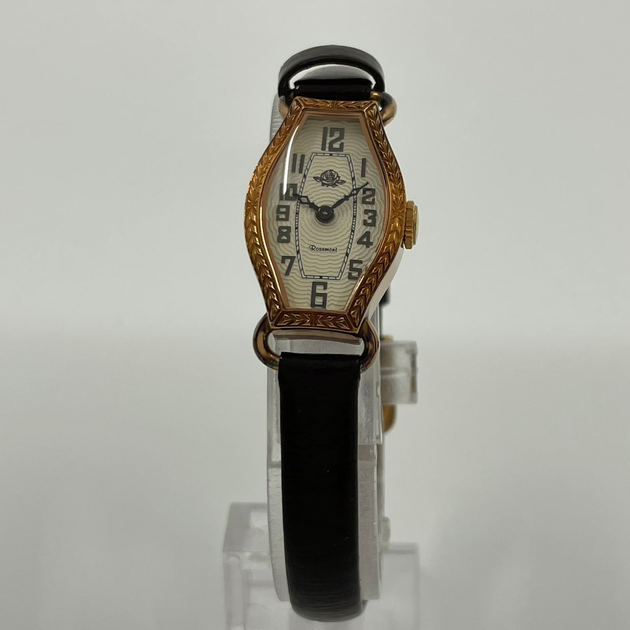 Authentic Rosemont RS-024 Ladies Watch Quartz Classic Tonneau Gold Swiss Made Rose