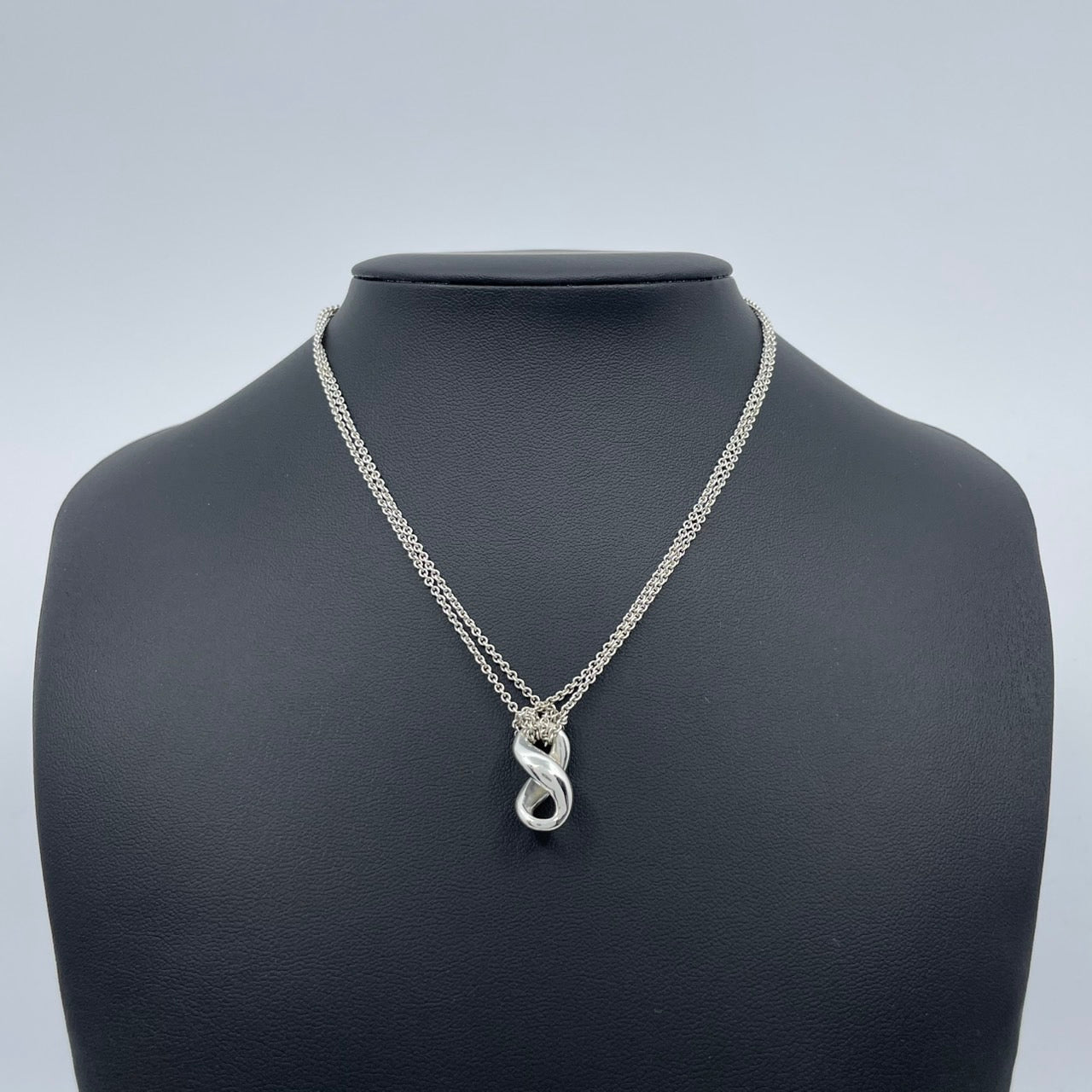 美品 TIFFANY &Co. ティファニー ネックレス インフィニティ ダブルチェーン SV925 シルバー レディース ヴィンテージ ジュエリー ペンダント I1