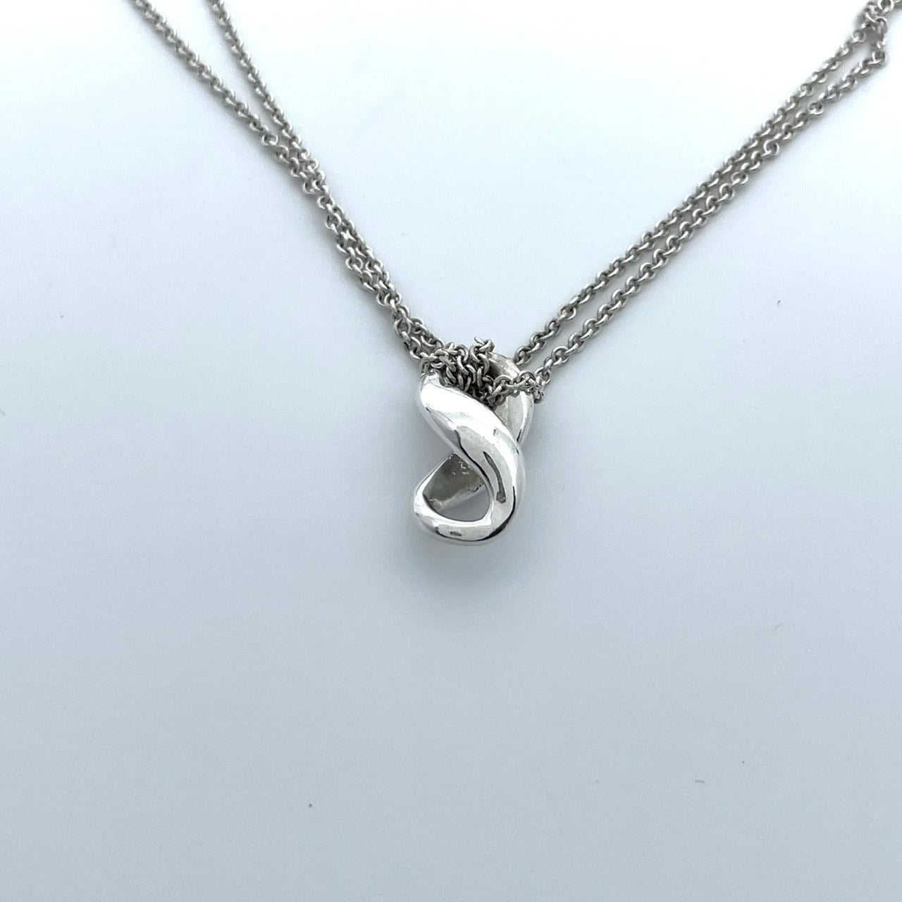 美品 TIFFANY &Co. ティファニー ネックレス インフィニティ ダブルチェーン SV925 シルバー レディース ヴィンテージ ジュエリー ペンダント I1