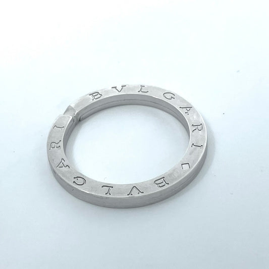 Authentic BVLGARI Silver SV925 Logo Embossed Keyring Key Holder Charm Men Women