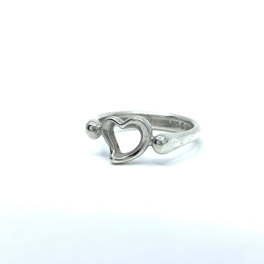 Authentic TIFFANY & Co. Elsa Peretti Open Heart Ring US Size 6 SV925 Silver Jewelry