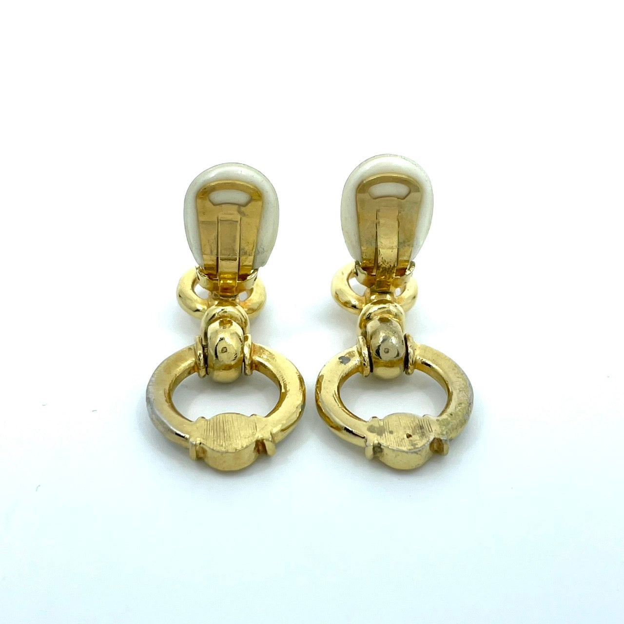 CELINE セリーヌ サークルモチーフ ラインストーン ロゴ ゴールドカラー イヤリング ヴィンテージ ジュエリー アクセサリー オールドセリーヌ レディース I7