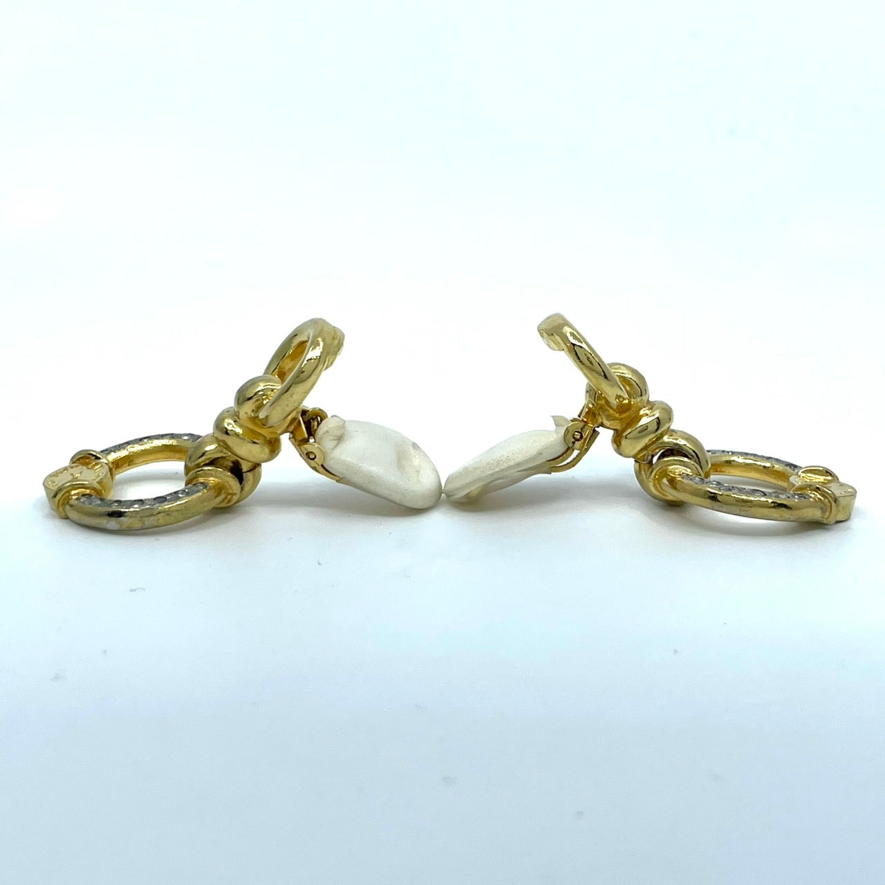 CELINE セリーヌ サークルモチーフ ラインストーン ロゴ ゴールドカラー イヤリング ヴィンテージ ジュエリー アクセサリー オールドセリーヌ レディース I7