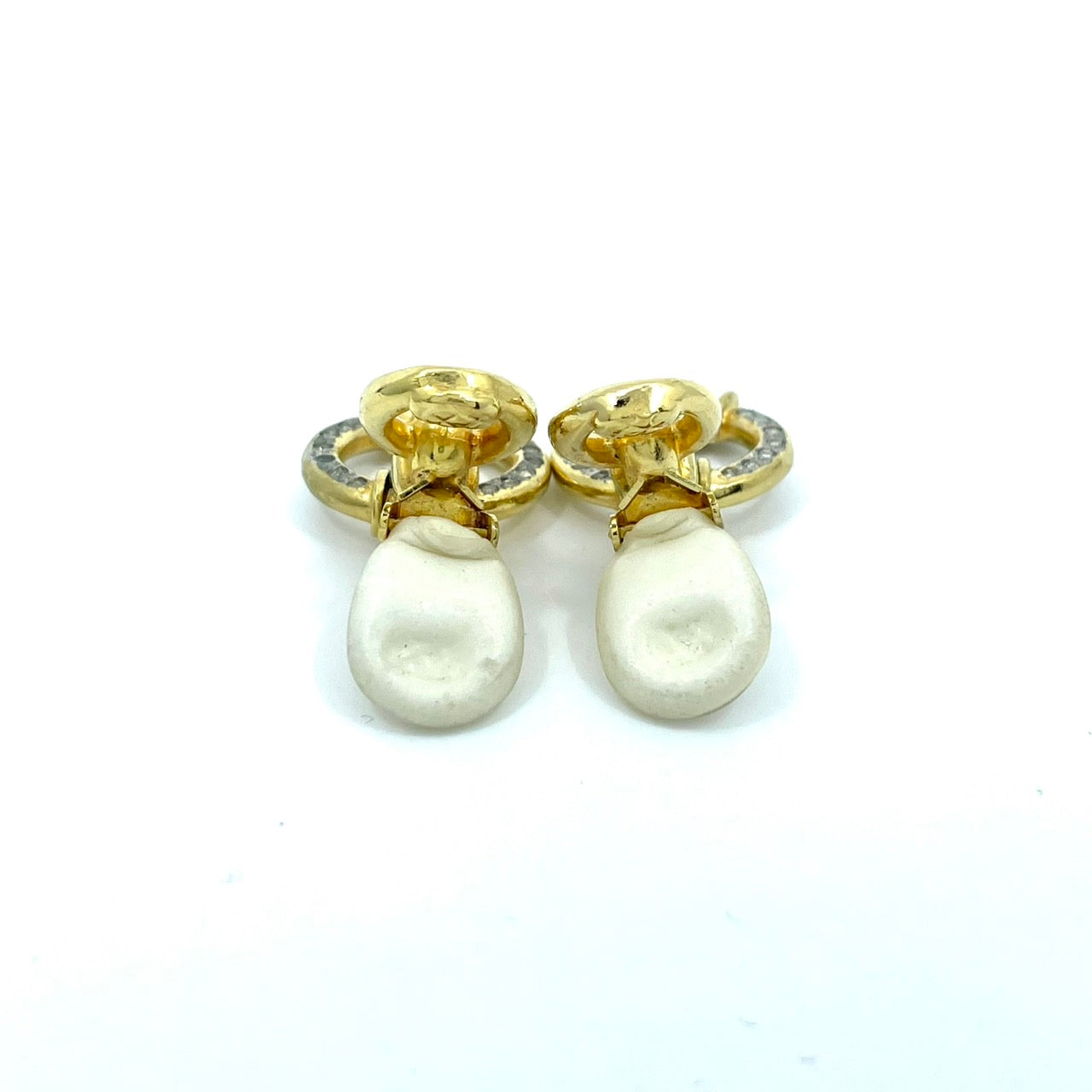 CELINE セリーヌ サークルモチーフ ラインストーン ロゴ ゴールドカラー イヤリング ヴィンテージ ジュエリー アクセサリー オールドセリーヌ レディース I7