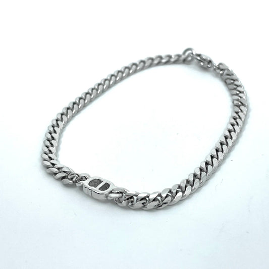 Authentic Christian Dior Vintage CD Logo Chain Bracelet Silver Tone Jewelry Unisex