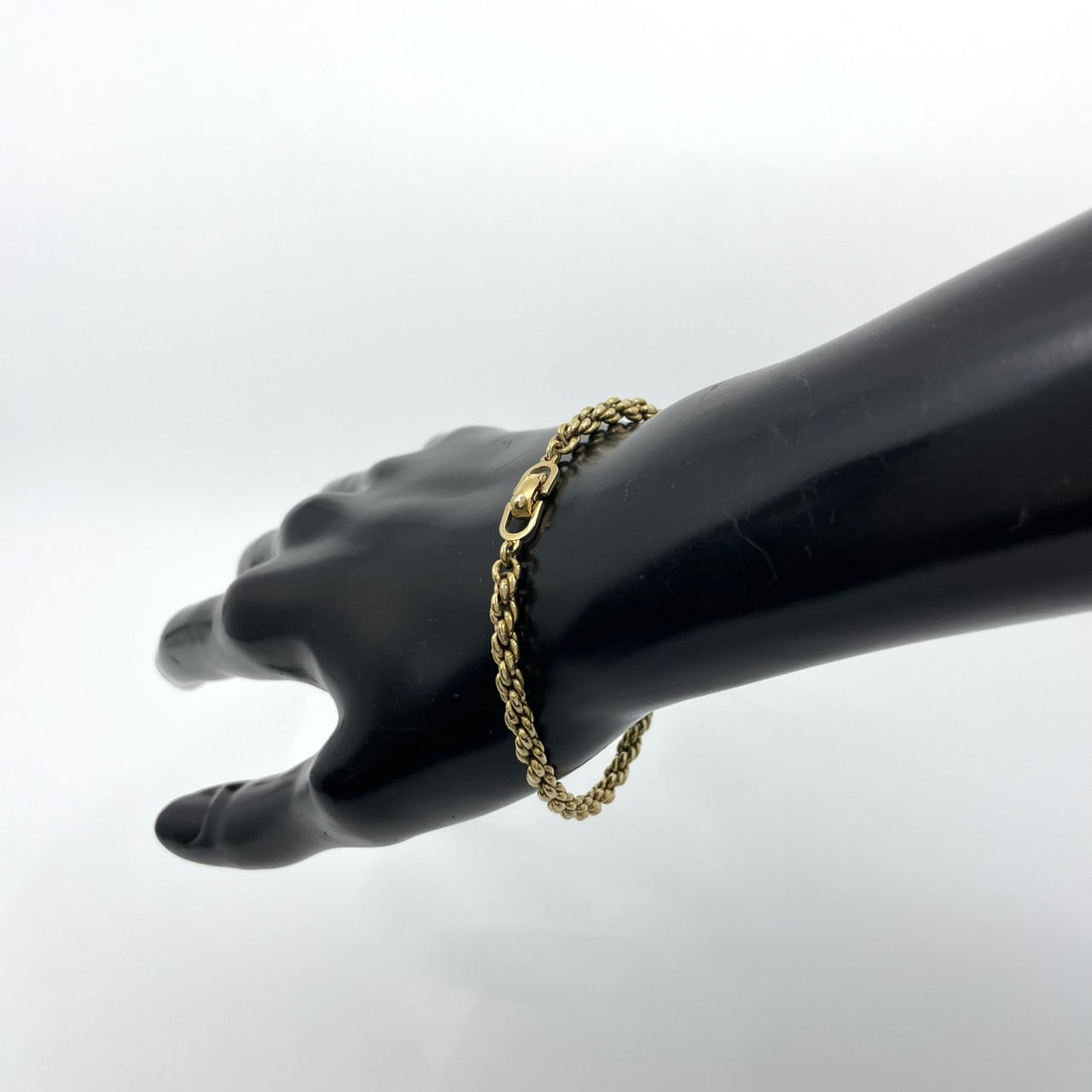 美品 Christian Dior クリスチャンディオール ヴィンテージ ブレスレット ロープチェーン ロゴ 留め具 ゴールドカラー アクセサリー メンズ レディース I7