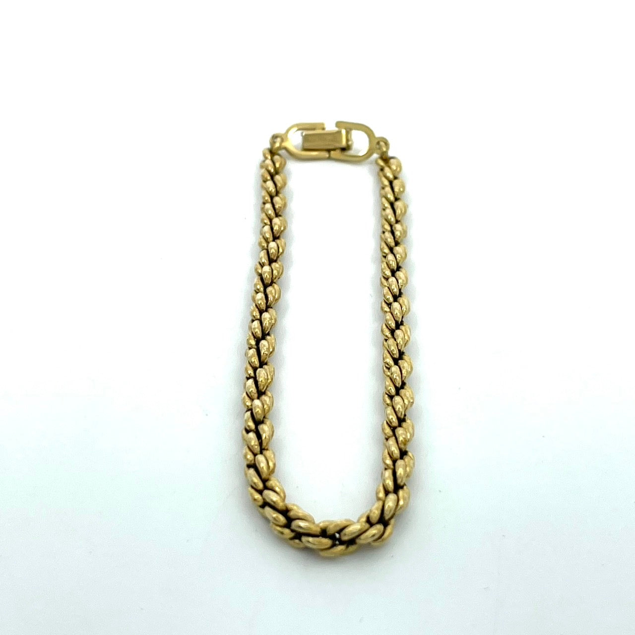 美品 Christian Dior クリスチャンディオール ヴィンテージ ブレスレット ロープチェーン ロゴ 留め具 ゴールドカラー アクセサリー メンズ レディース I7