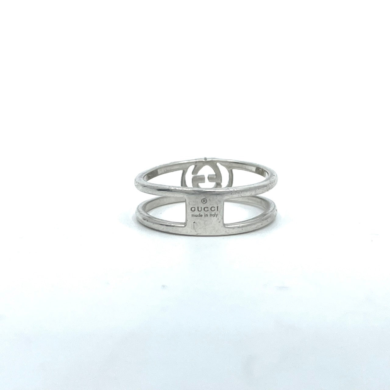美品 GUCCI グッチ インターロッキングG シルバーリング 指輪 Ag925 日本サイズ12号 USサイズ6.5 ユニセックス シンプル 高級アクセサリー 正規品 I2