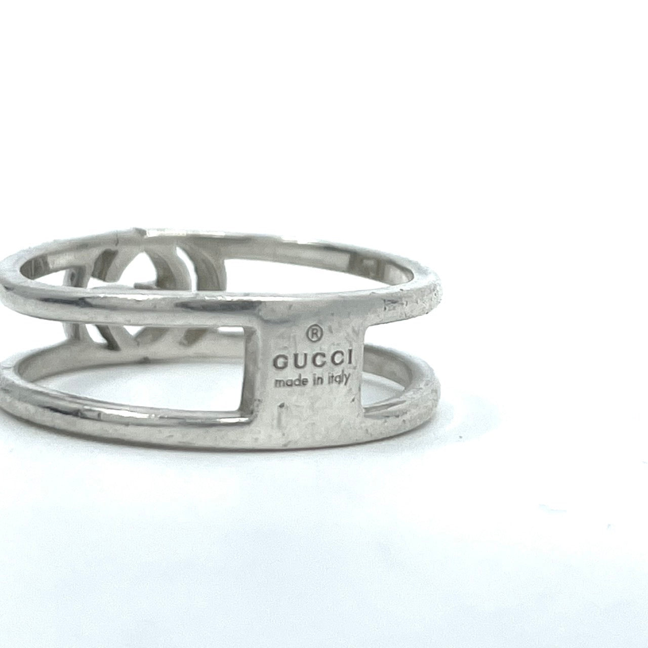 美品 GUCCI グッチ インターロッキングG シルバーリング 指輪 Ag925 日本サイズ12号 USサイズ6.5 ユニセックス シンプル 高級アクセサリー 正規品 I2