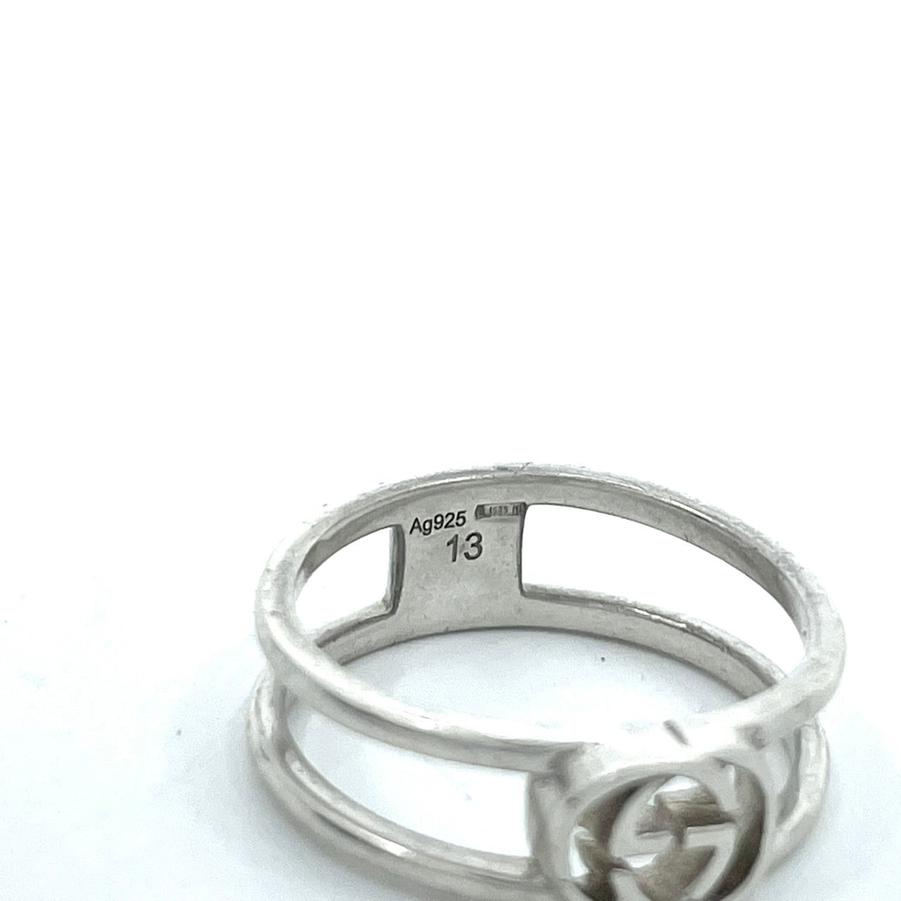 美品 GUCCI グッチ インターロッキングG シルバーリング 指輪 Ag925 日本サイズ12号 USサイズ6.5 ユニセックス シンプル 高級アクセサリー 正規品 I2