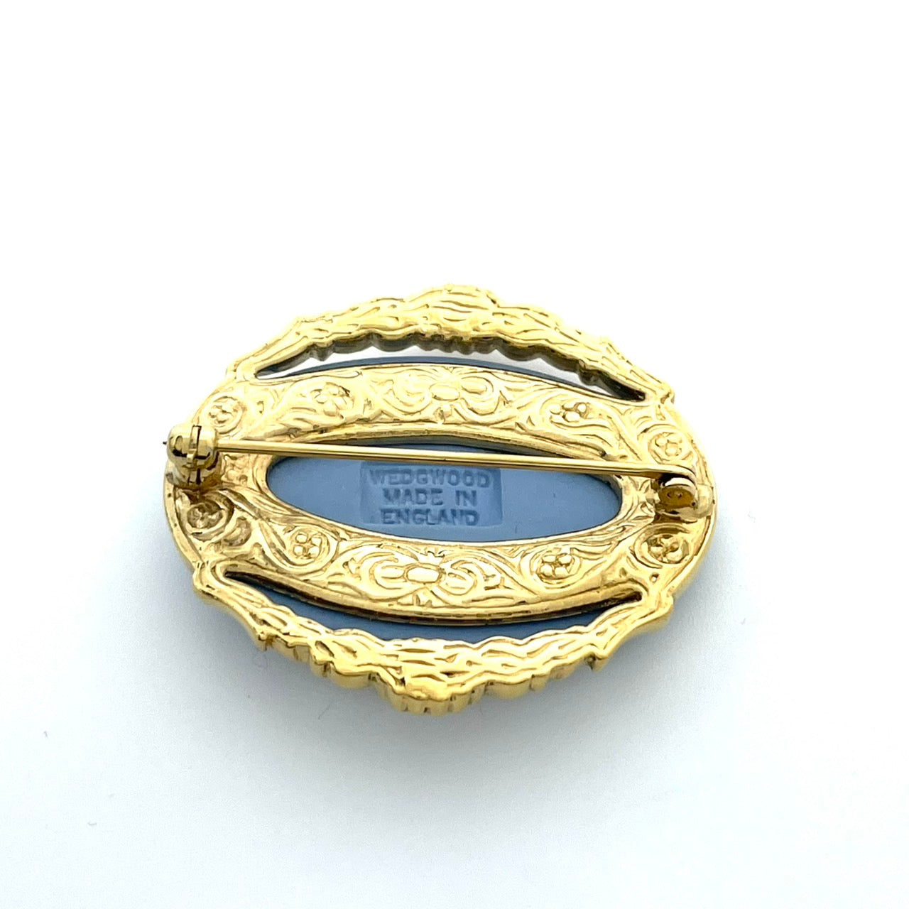 美品 WEDGWOOD ウェッジウッド ジャスパー ブルー ブローチ カメオ ゴールドフレーム ケース付き アクセサリー 正規品 I4