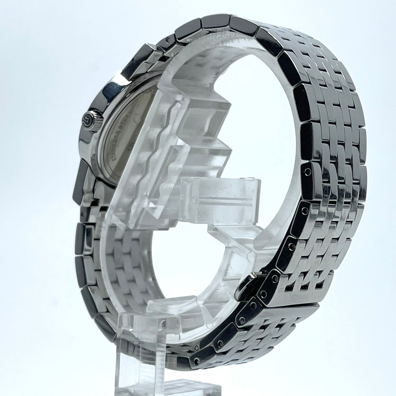 【電池交換済】GUCCI グッチ 5200L.1 レディース腕時計 クオーツ ブラック文字盤 ラウンド ローマンインデックス アナログ ドレスウォッチ エレガント クラシックデザイン ステンレススティール クリーニング済み G