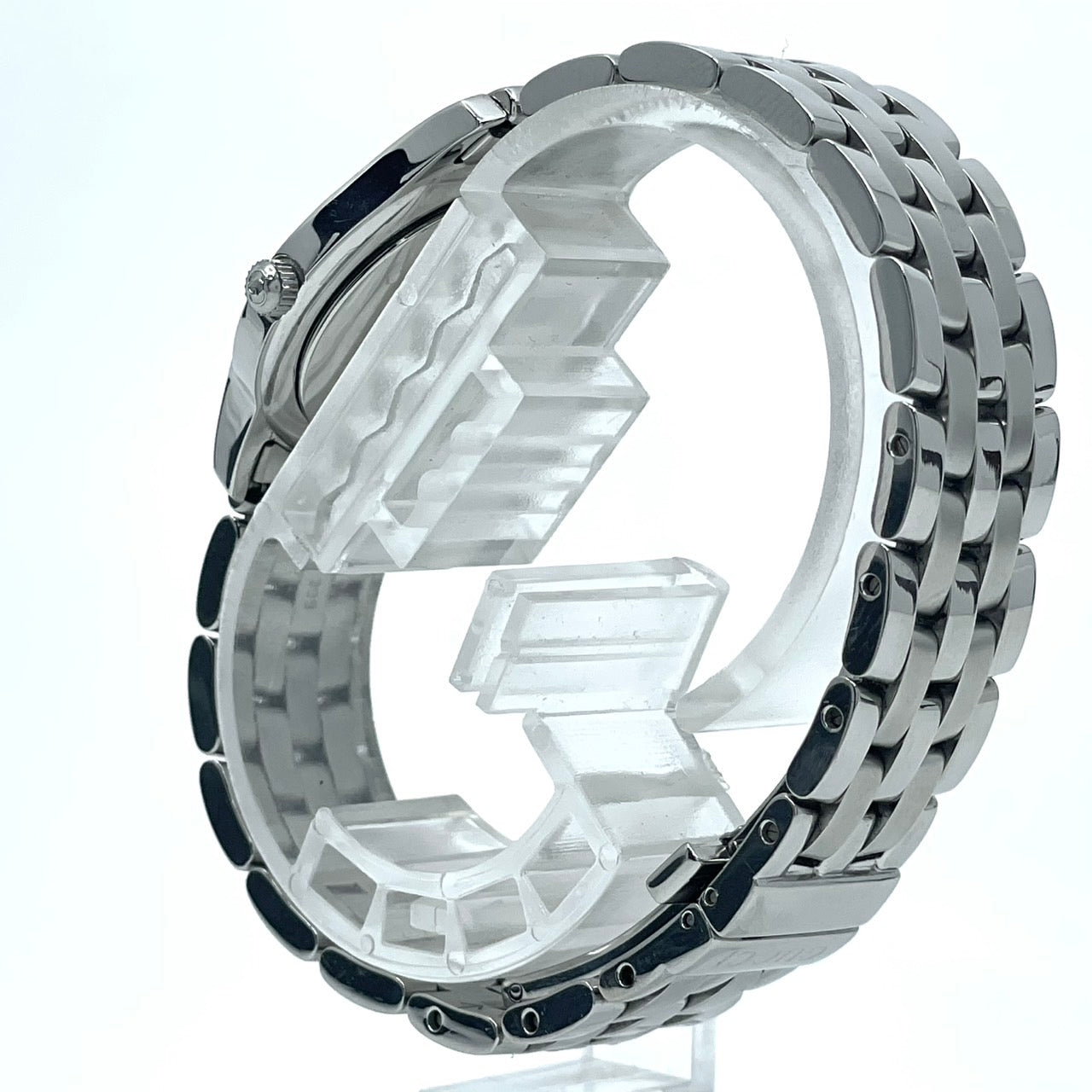 【電池交換済】GUCCI グッチ 5500L レディース腕時計 ブラック文字盤 デイト クオーツ ラウンド ローマンインデックス アナログ ドレスウォッチ エレガント クラシックデザイン ステンレス クリーニング済み G