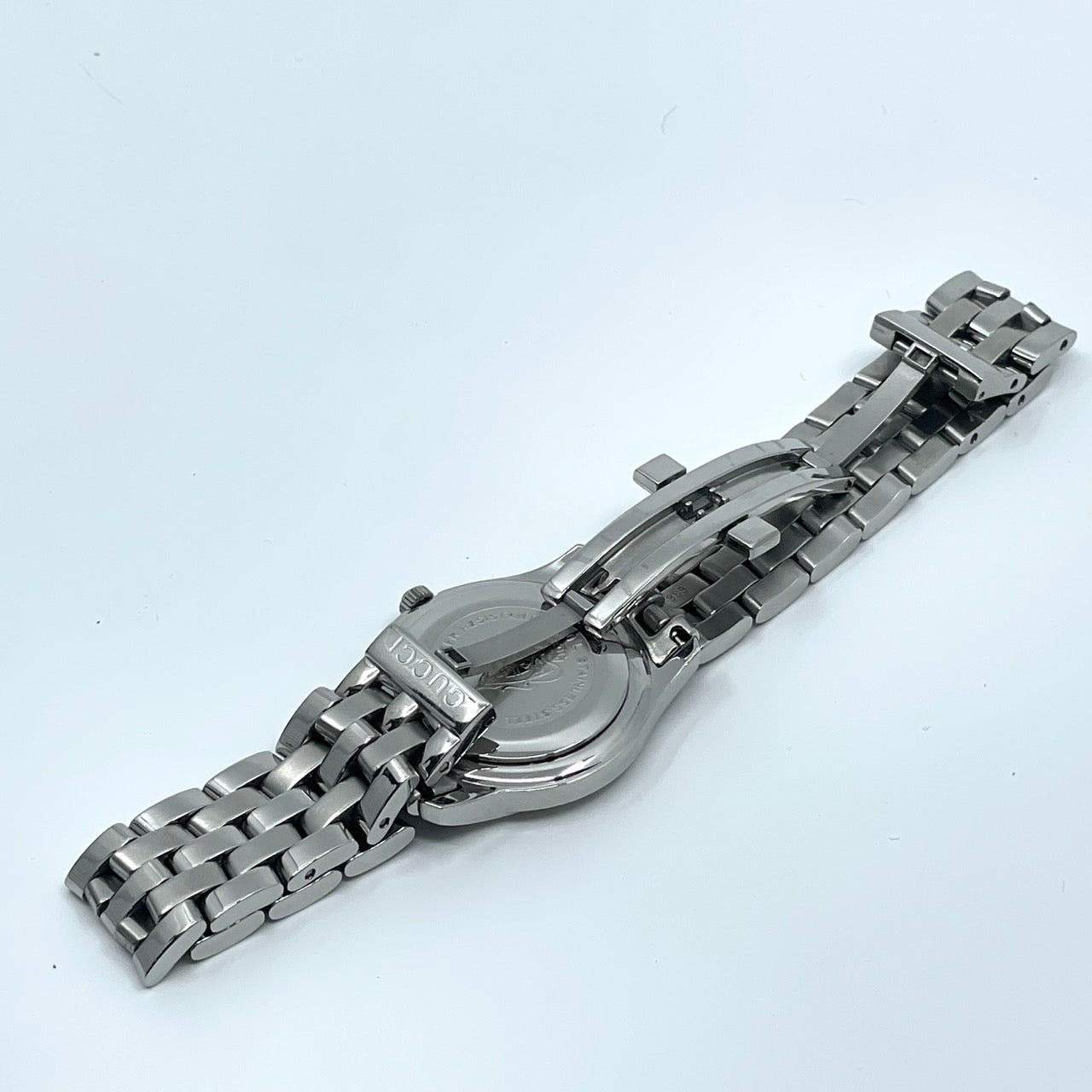 【電池交換済】GUCCI グッチ 5500L レディース腕時計 ブラック文字盤 デイト クオーツ ラウンド ローマンインデックス アナログ ドレスウォッチ エレガント クラシックデザイン ステンレス クリーニング済み G