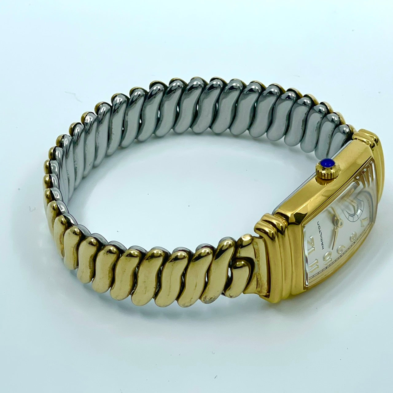 【電池交換済／美品】HAMILTON ハミルトン 6248 レディース腕時計 クオーツ アナログ トノー型 スモールセコンド ホワイト文字盤 ゴールドカラー アラビア数字 クラシック ビンテージ エレガント ドレスウォッチ クリーニング済み G6