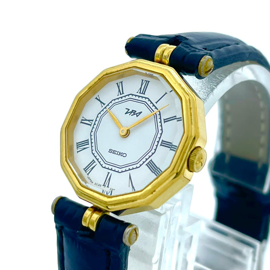 【新品ベルト／電池交換済】SEIKO セイコー TBA レディース腕時計 2C20-6560 オクタゴン ゴールド クオーツ ホワイト文字盤 ローマンインデックス アナログ ビンテージ クラシック ドレスウォッチ エレガント クリーニング済み G6