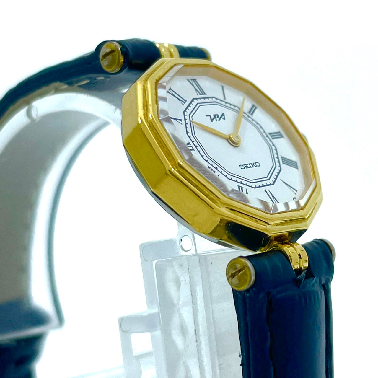 【新品ベルト／電池交換済】SEIKO セイコー TBA レディース腕時計 2C20-6560 オクタゴン ゴールド クオーツ ホワイト文字盤 ローマンインデックス アナログ ビンテージ クラシック ドレスウォッチ エレガント クリーニング済み G6