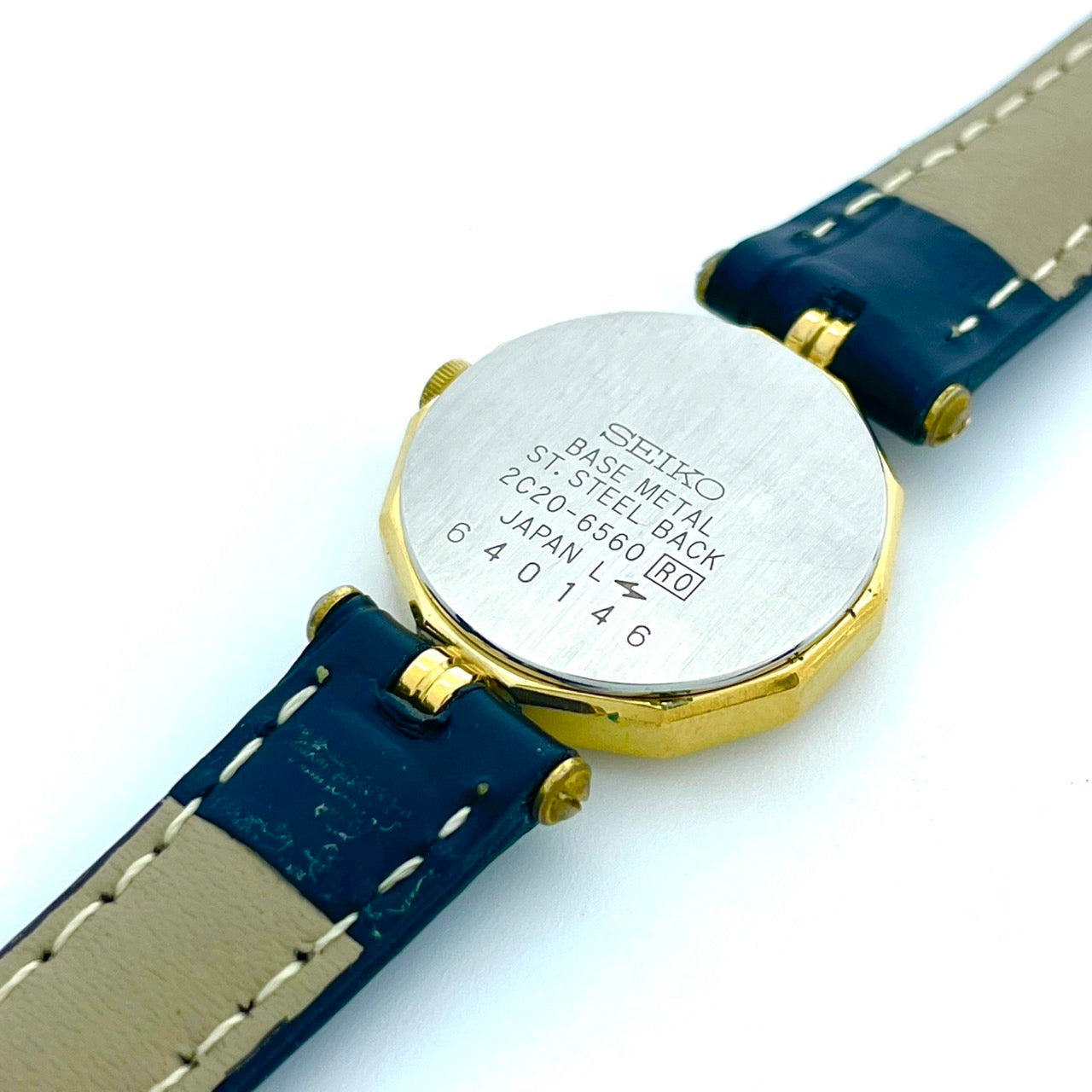 【新品ベルト／電池交換済】SEIKO セイコー TBA レディース腕時計 2C20-6560 オクタゴン ゴールド クオーツ ホワイト文字盤 ローマンインデックス アナログ ビンテージ クラシック ドレスウォッチ エレガント クリーニング済み G6