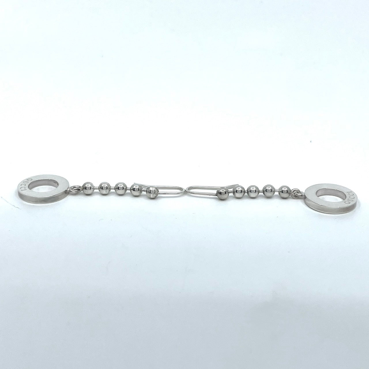 極美品 GUCCI グッチ ピアス ロゴ サークル ボールチェーン シルバー SV925 フック アクセサリー ジュエリー 箱付き レディース I3