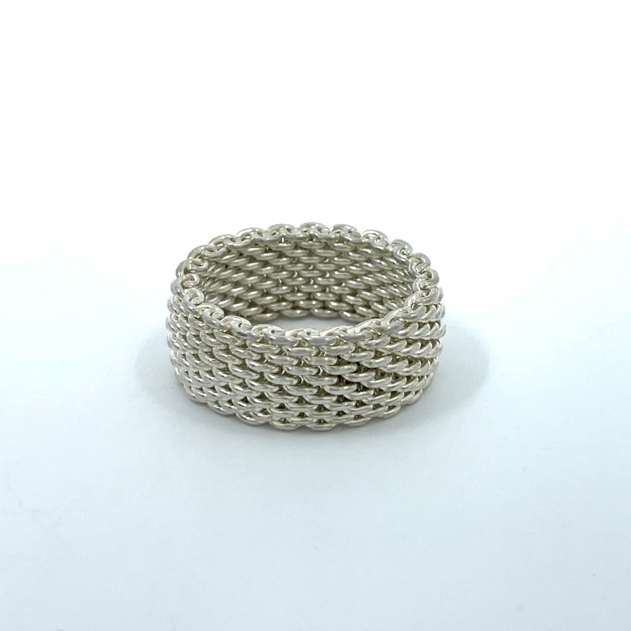 美品 TIFFANY&Co. ティファニー リング サマセット ワイド メッシュ 16号 シルバー SV925 ヴィンテージ ジュエリー アクセサリー レディース I3