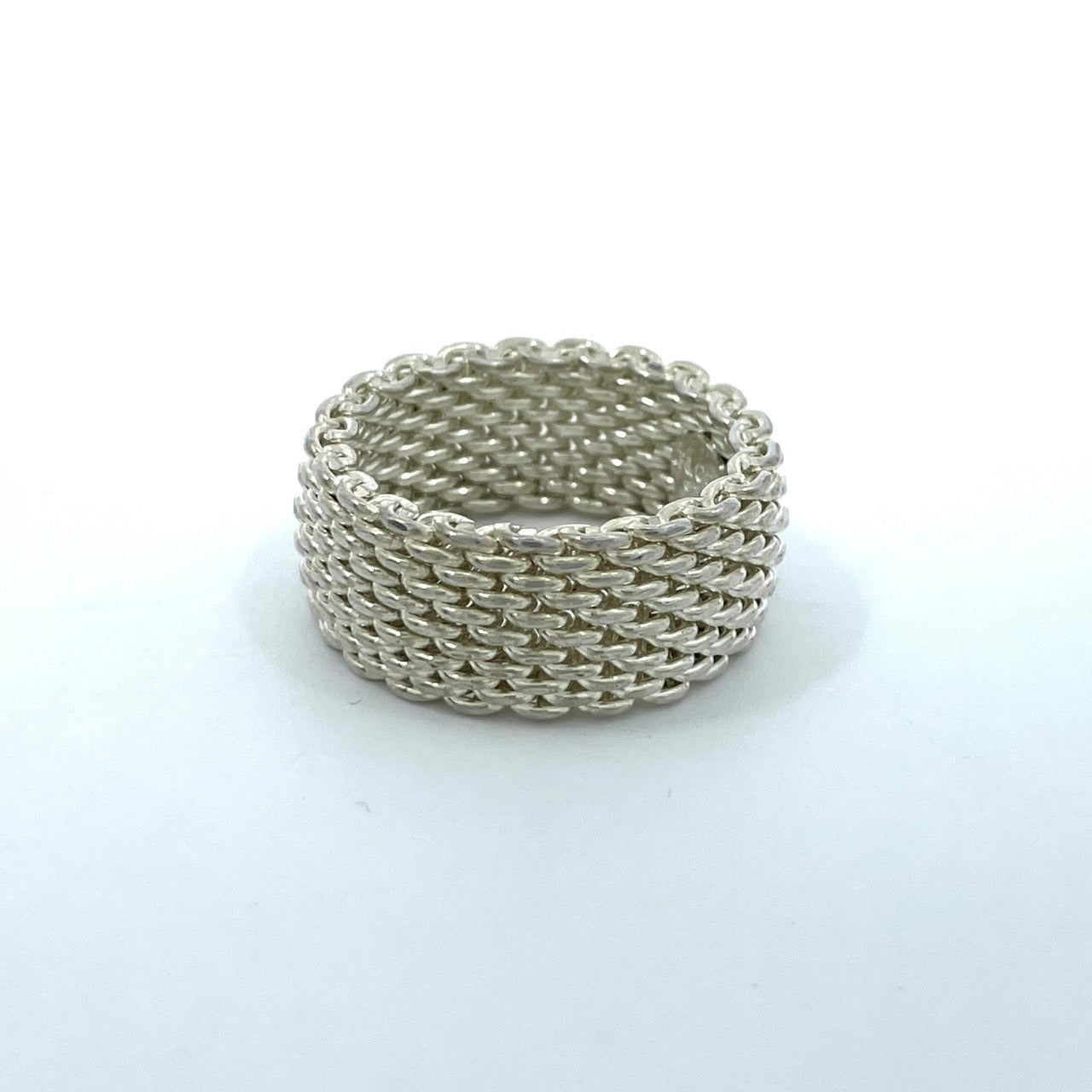 美品 TIFFANY&Co. ティファニー リング サマセット ワイド メッシュ 16号 シルバー SV925 ヴィンテージ ジュエリー アクセサリー レディース I3