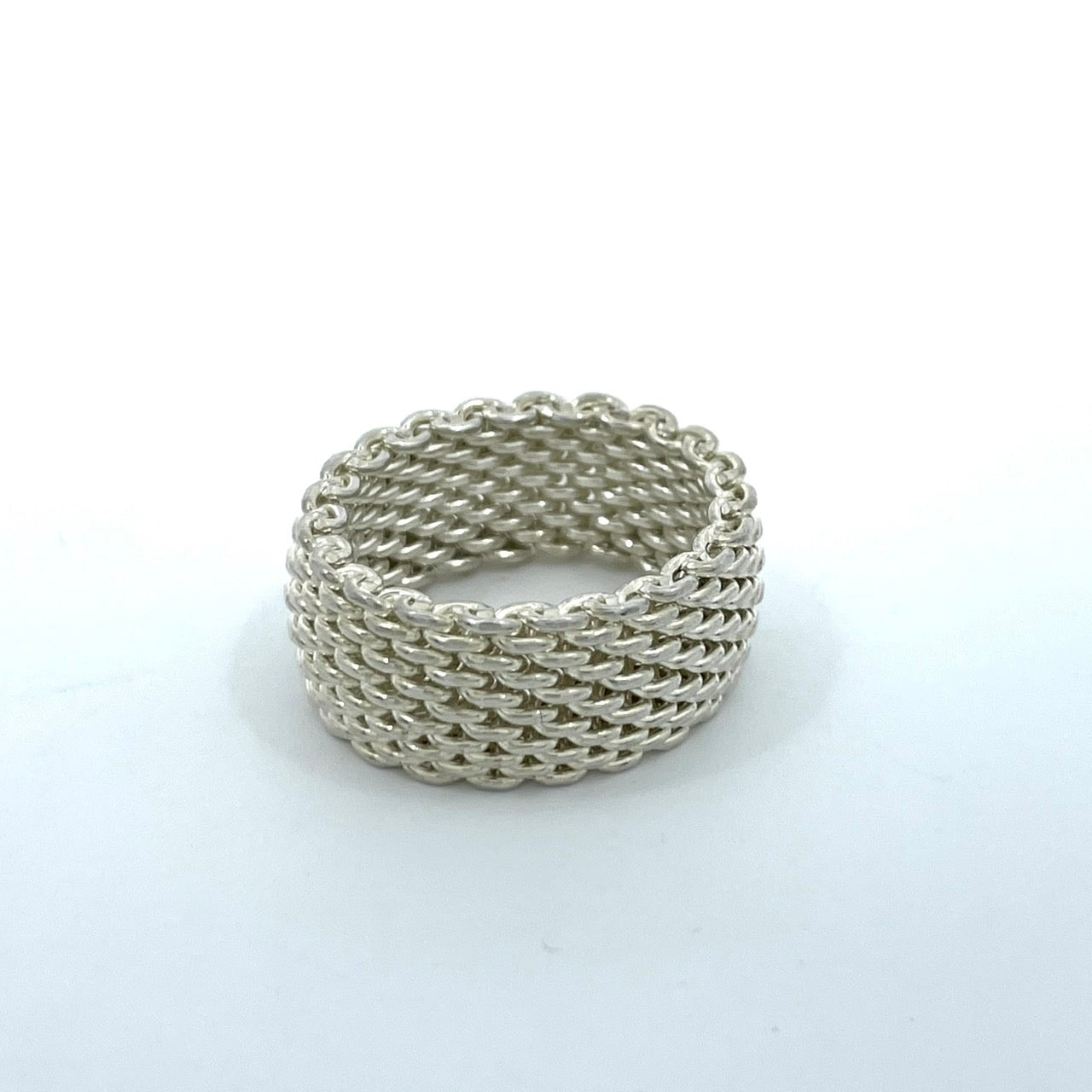 美品 TIFFANY&Co. ティファニー リング サマセット ワイド メッシュ 16号 シルバー SV925 ヴィンテージ ジュエリー アクセサリー レディース I3