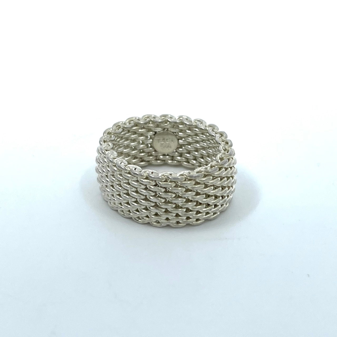 美品 TIFFANY&Co. ティファニー リング サマセット ワイド メッシュ 16号 シルバー SV925 ヴィンテージ ジュエリー アクセサリー レディース I3