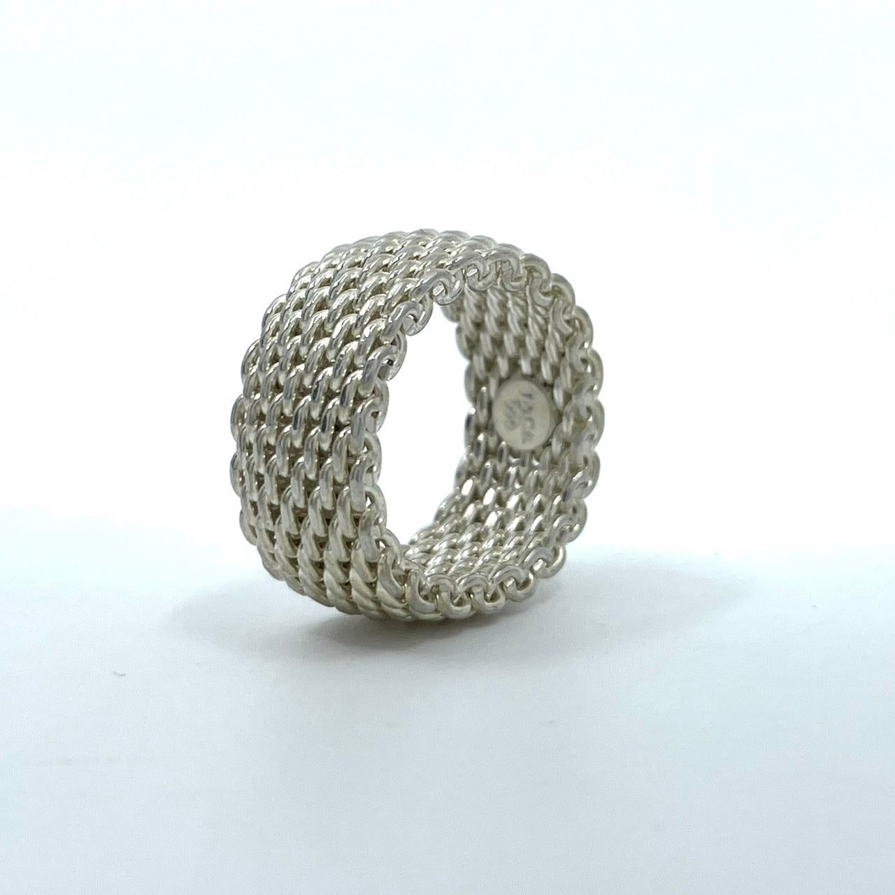 美品 TIFFANY&Co. ティファニー リング サマセット ワイド メッシュ 16号 シルバー SV925 ヴィンテージ ジュエリー アクセサリー レディース I3