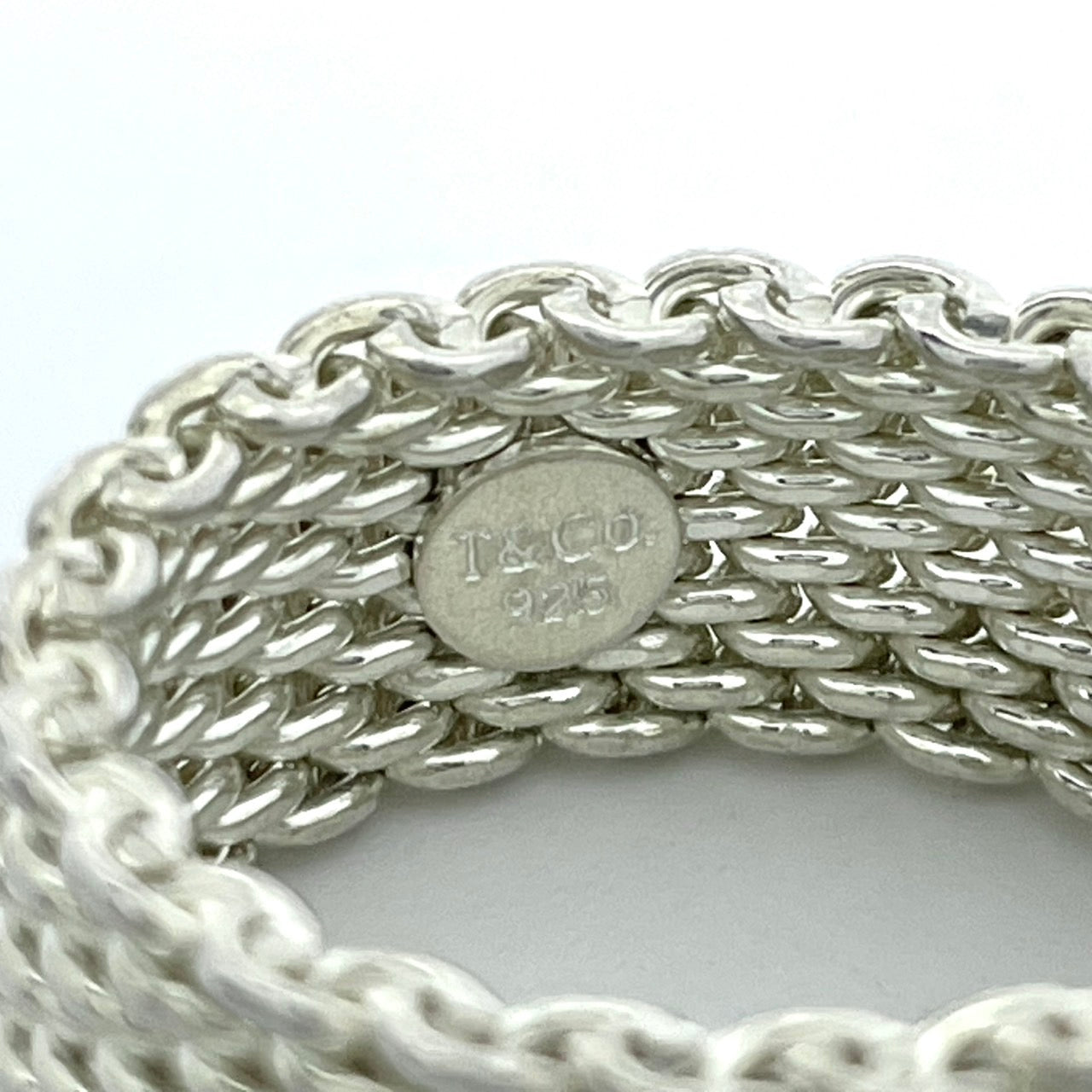 美品 TIFFANY&Co. ティファニー リング サマセット ワイド メッシュ 16号 シルバー SV925 ヴィンテージ ジュエリー アクセサリー レディース I3