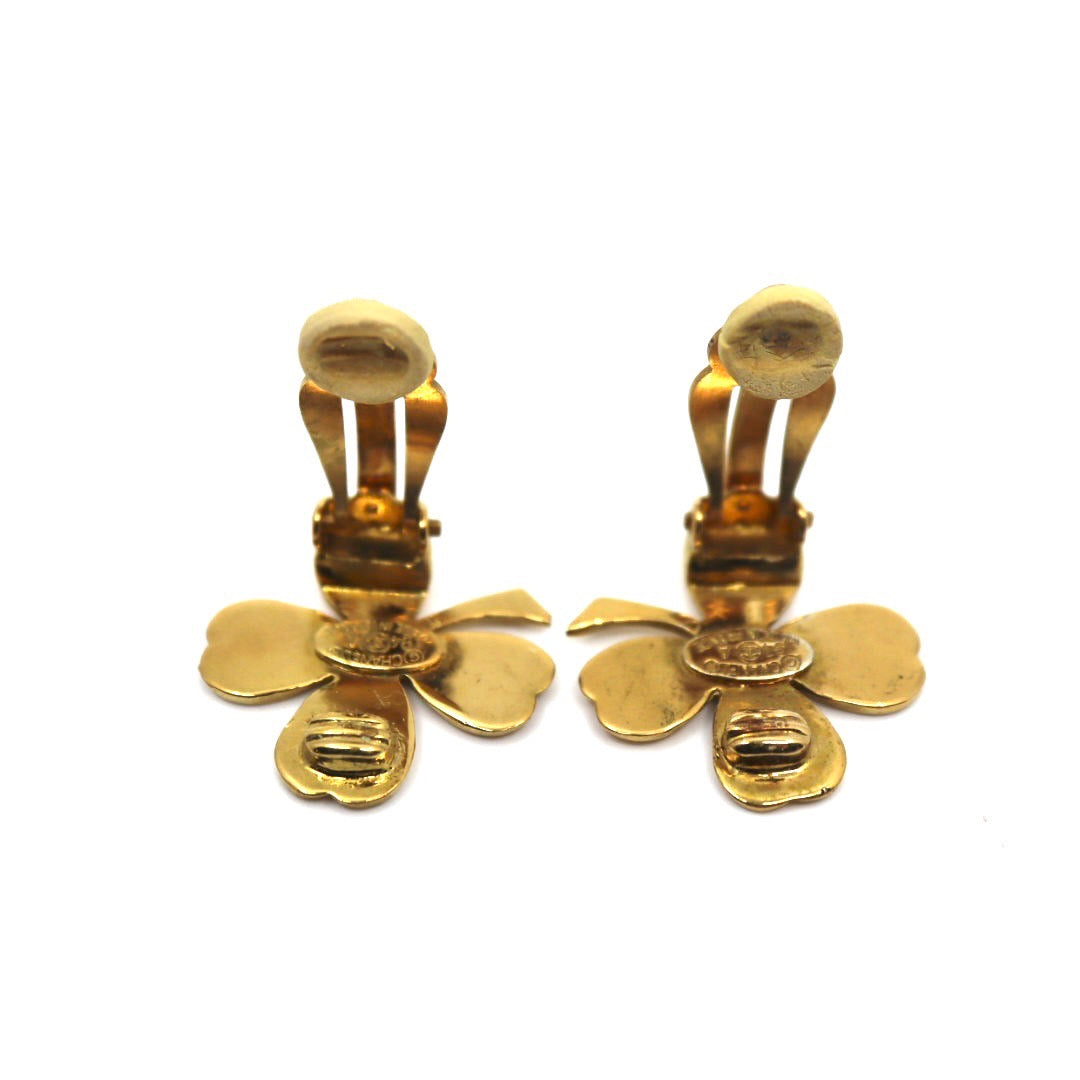 CHANEL シャネル クローバー 94A イヤリング ゴールドカラー レディース ヴィンテージ アクセサリー ジュエリー I1