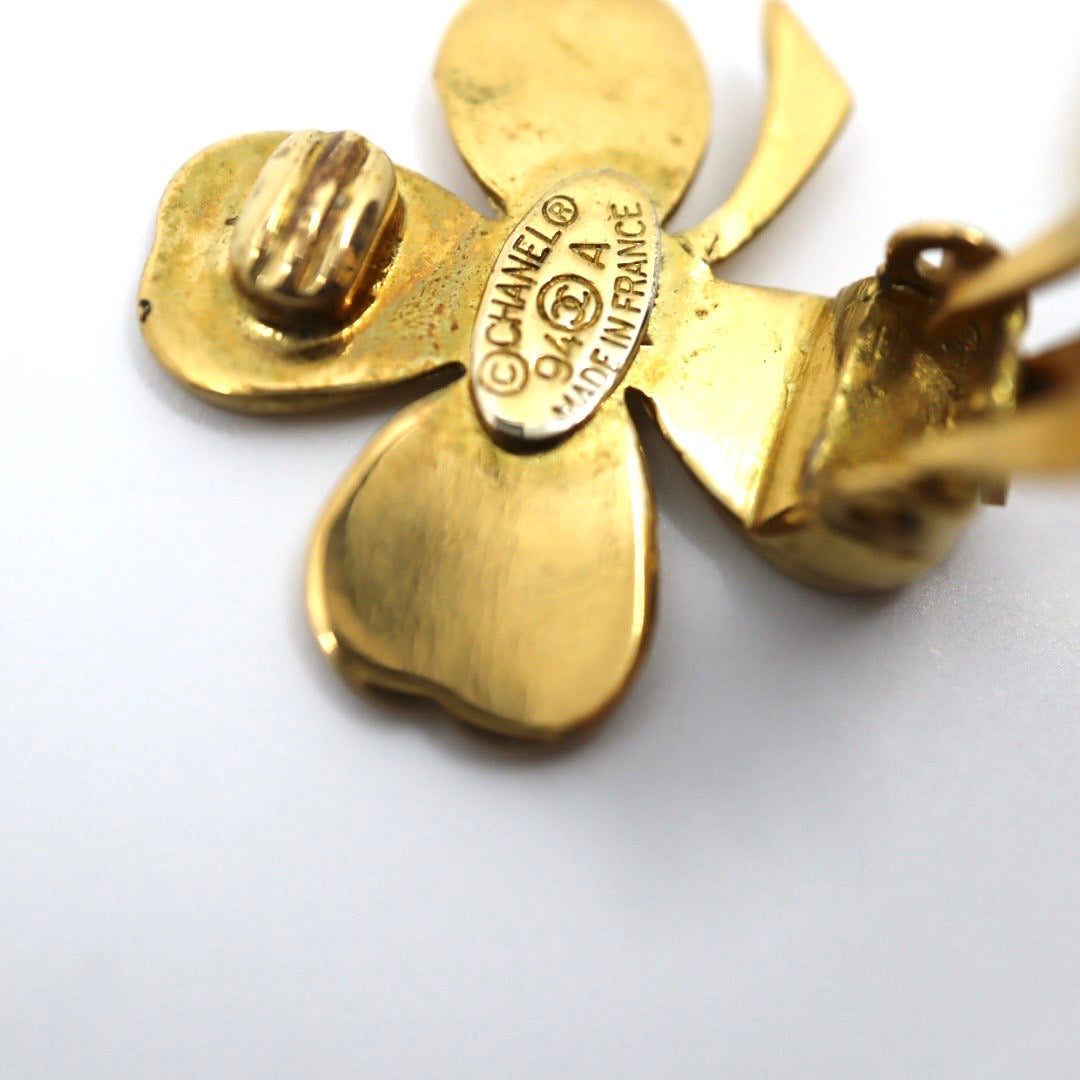 CHANEL シャネル クローバー 94A イヤリング ゴールドカラー レディース ヴィンテージ アクセサリー ジュエリー I1