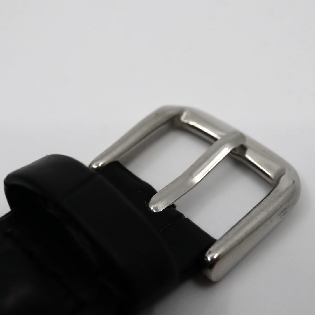 【電池交換済】BURBERRY バーバリー 腕時計 BU1351 レディース クオーツ アナログ ラウンド シルバー文字盤 チェック柄 デイト表示 スイス製 ブラックレザーベルト クラシック エレガント ビジネス ドレスウォッチ クリーニング済 G