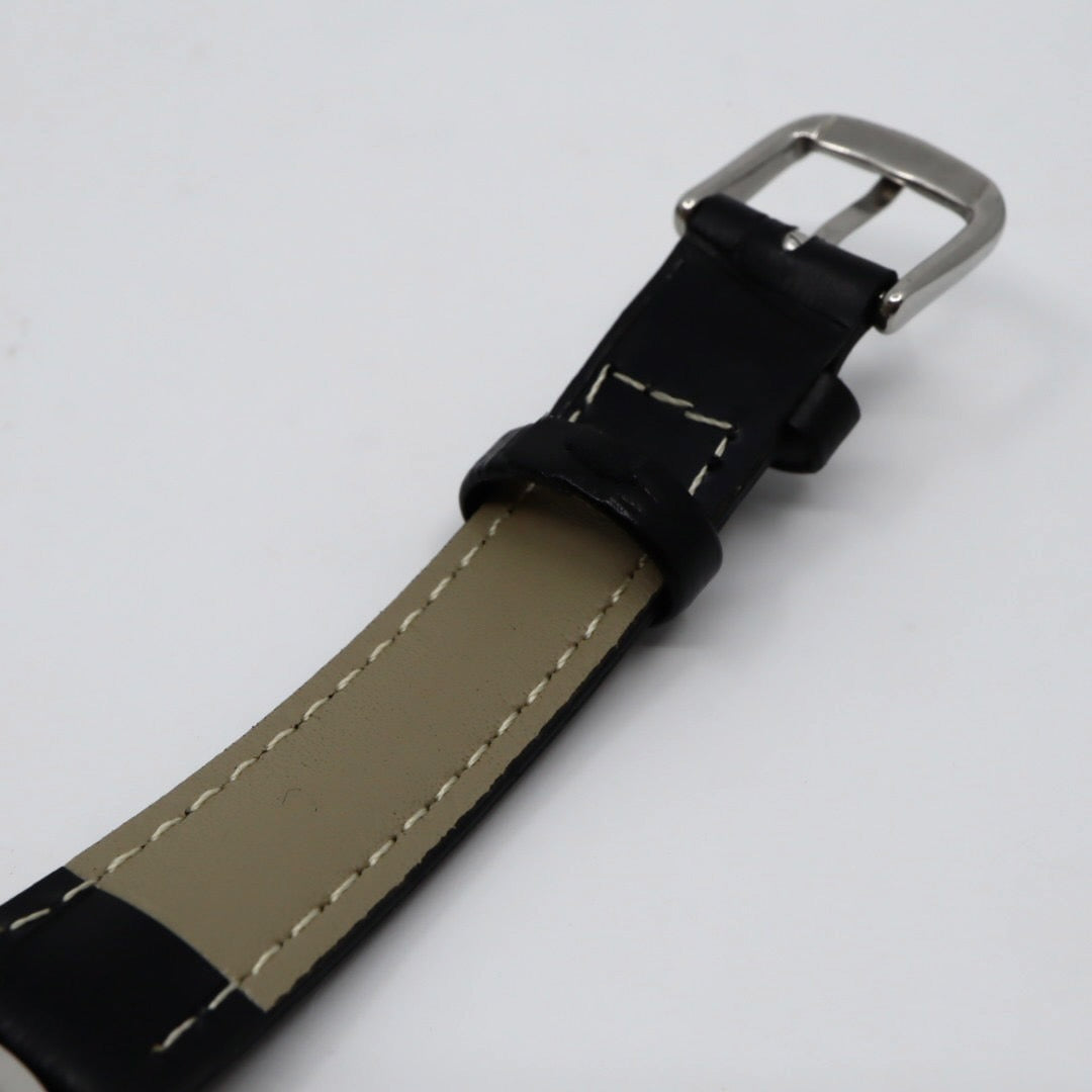 【電池交換済】BURBERRY バーバリー 腕時計 BU1351 レディース クオーツ アナログ ラウンド シルバー文字盤 チェック柄 デイト表示 スイス製 ブラックレザーベルト クラシック エレガント ビジネス ドレスウォッチ クリーニング済 G