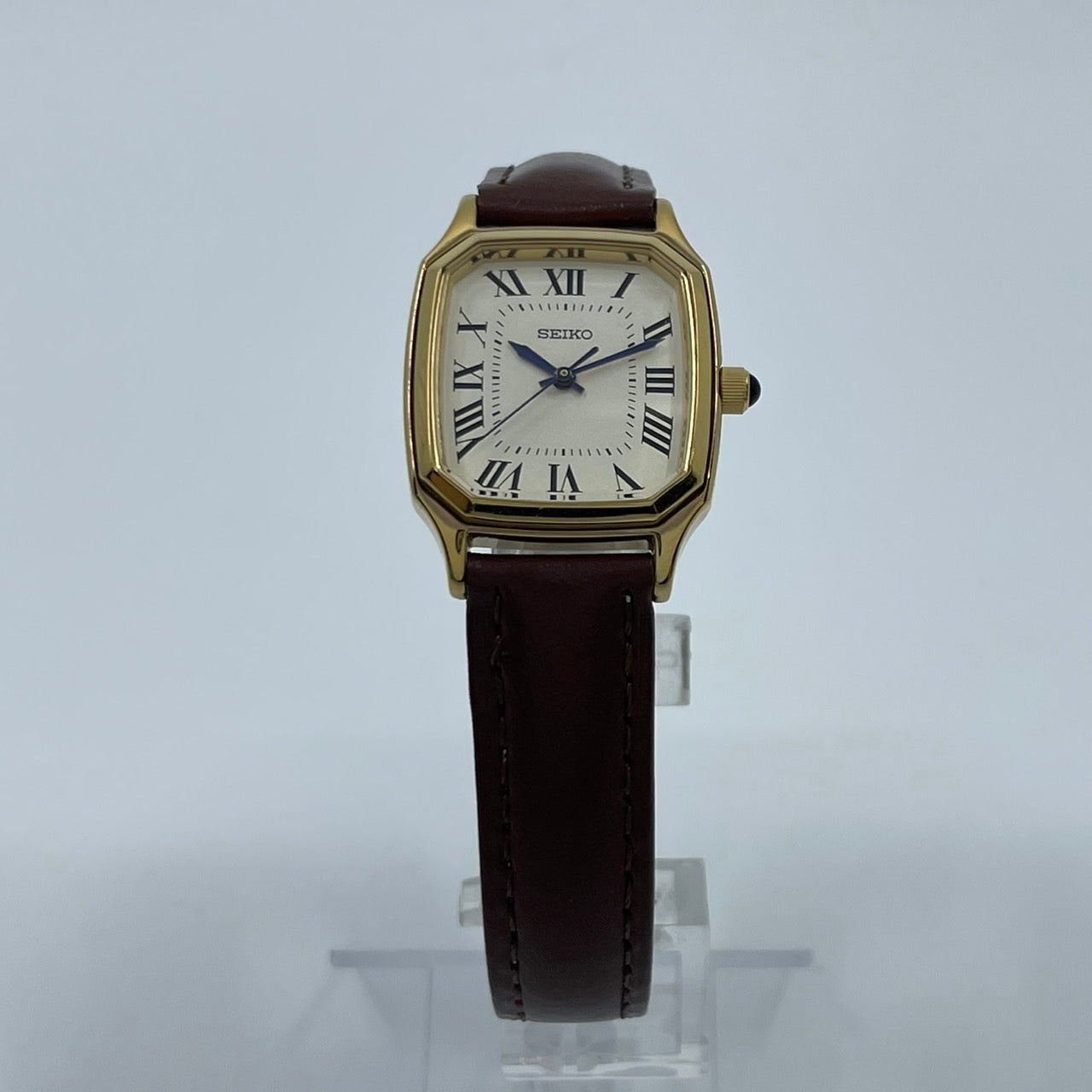 【電池交換済/美品】SEIKO セイコー Shinzone シンゾーン 腕時計 7N01-HAD0 レディース クオーツ アナログ スクエア ゴールド アイボリー文字盤 ブラウンレザーベルト エレガント ビンテージ ドレスウォッチ 日本製 G5