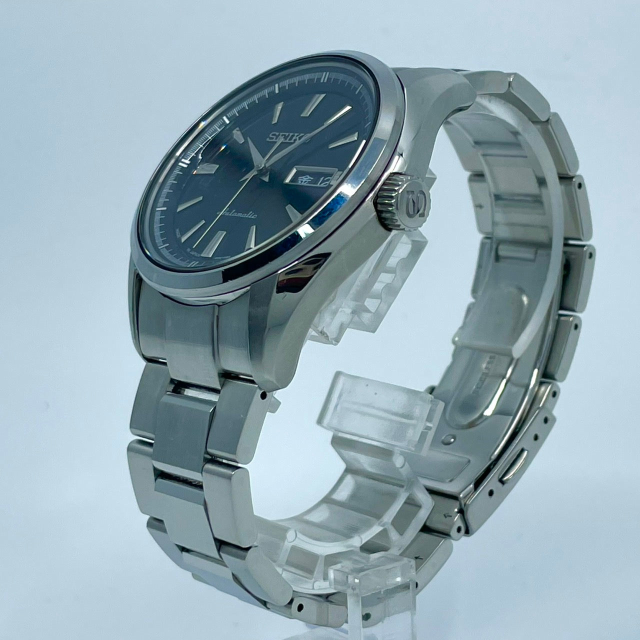 極美品 SEIKO セイコー プレサージュ SARY057 4R36-03H0 メンズ 自動巻き 腕時計 ブラック文字盤 デイデイト カレンダー 裏スケ サファイアクリスタル ステンレス シルバー 極美品 G