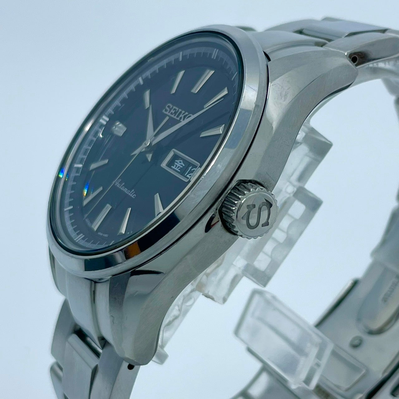 極美品 SEIKO セイコー プレサージュ SARY057 4R36-03H0 メンズ 自動巻き 腕時計 ブラック文字盤 デイデイト カレンダー 裏スケ サファイアクリスタル ステンレス シルバー 極美品 G