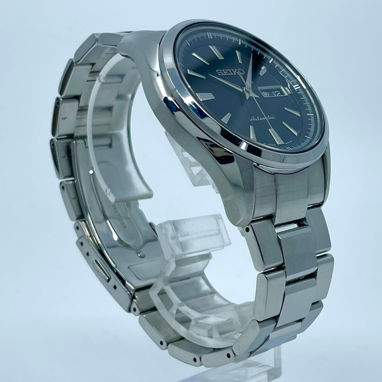 極美品 SEIKO セイコー プレサージュ SARY057 4R36-03H0 メンズ 自動巻き 腕時計 ブラック文字盤 デイデイト カレンダー 裏スケ サファイアクリスタル ステンレス シルバー 極美品 G