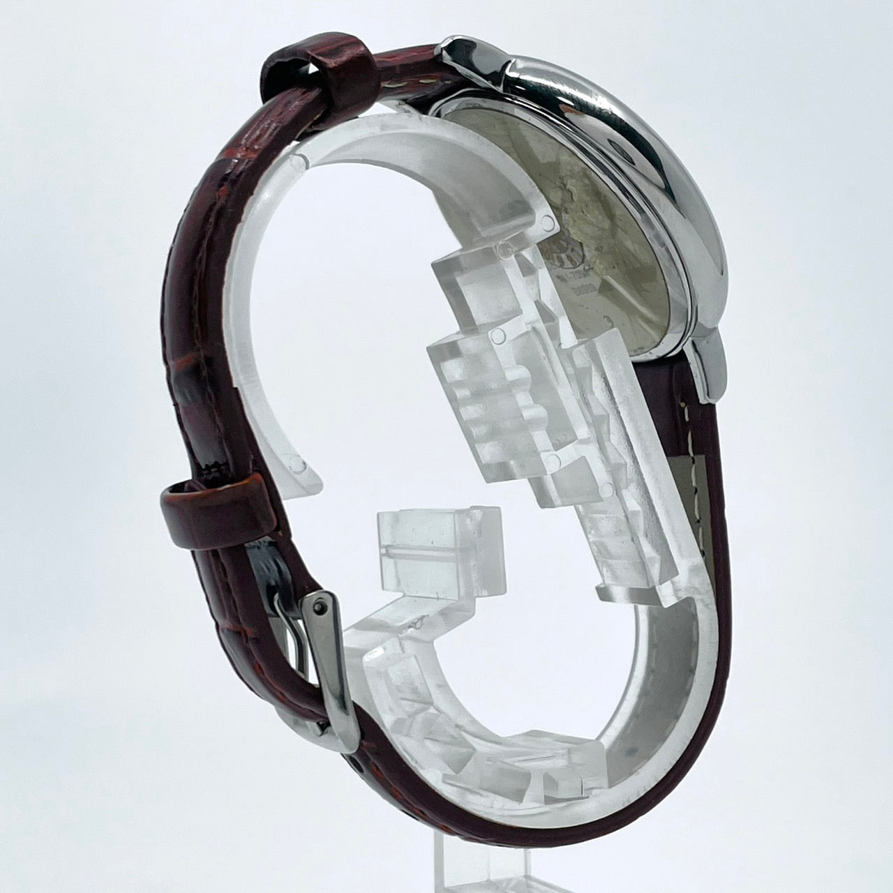 【電池交換済／新品ベルト(社外品)】キャサリンハムネット 腕時計 KH-7096 ユニセックス クオーツ アナログ スモールセコンド 白文字盤 ブラウンレザー クラシック ビンテージデザイン ラウンド ファッションウォッチ クリーニング済み G