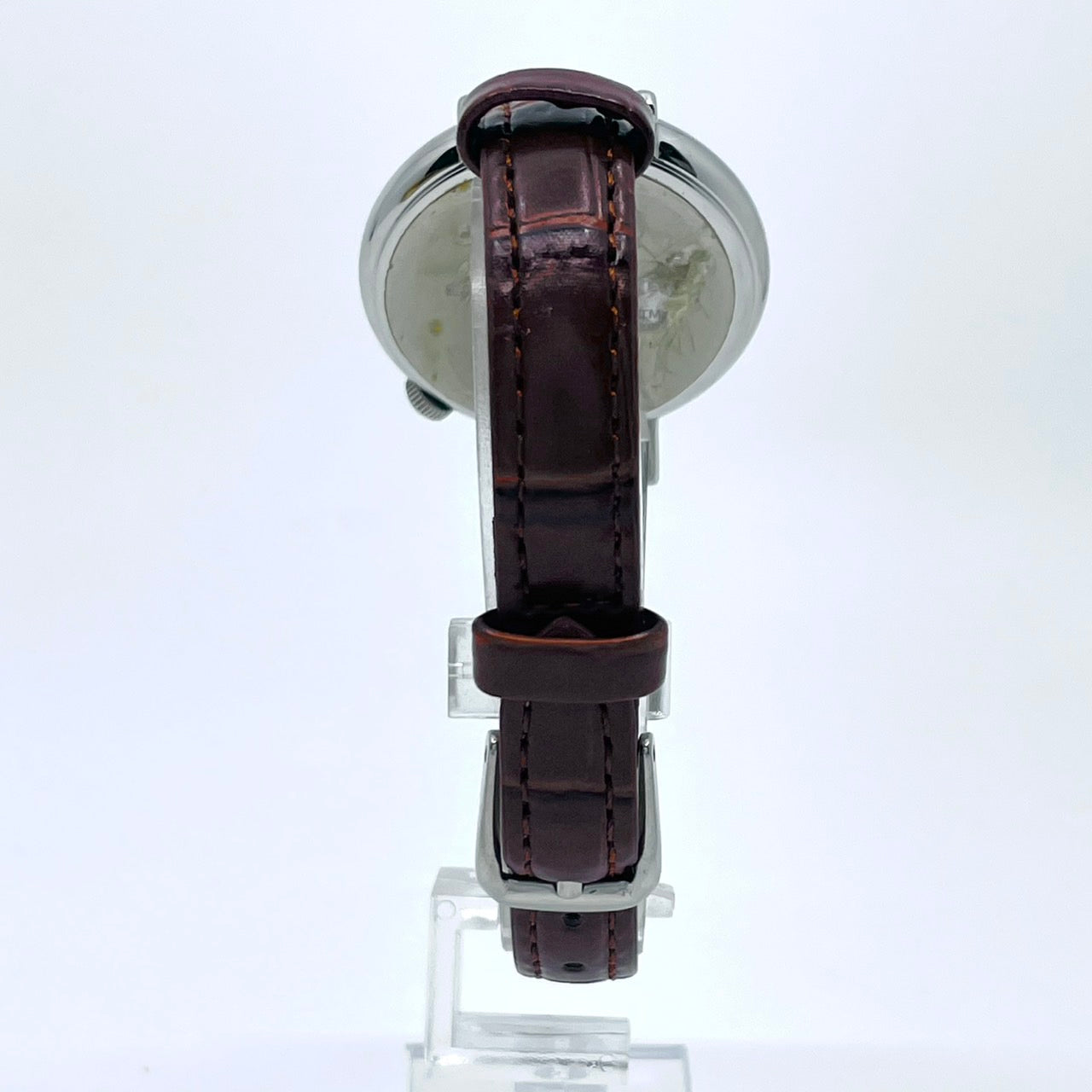 【電池交換済／新品ベルト(社外品)】キャサリンハムネット 腕時計 KH-7096 ユニセックス クオーツ アナログ スモールセコンド 白文字盤 ブラウンレザー クラシック ビンテージデザイン ラウンド ファッションウォッチ クリーニング済み G