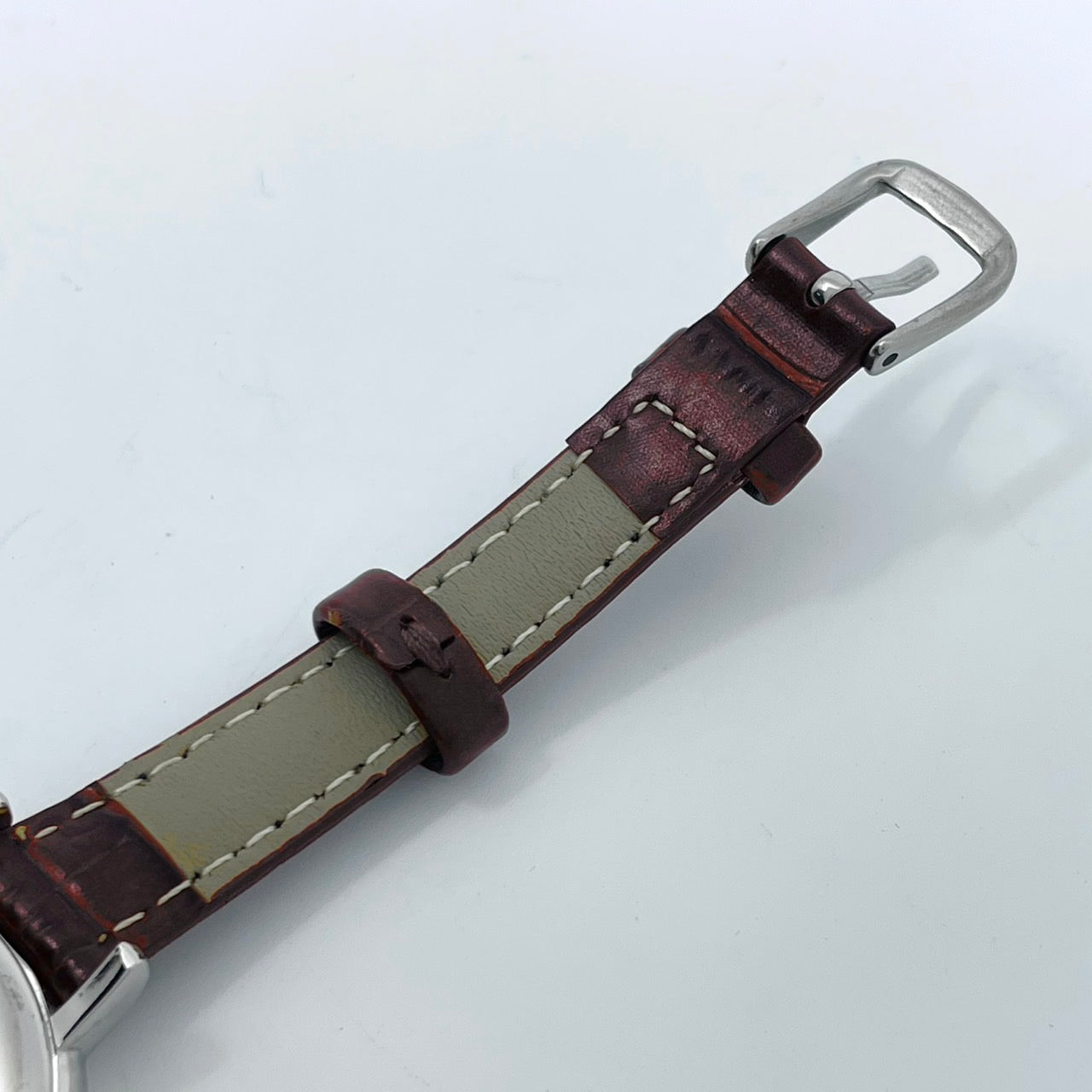 【電池交換済／新品ベルト(社外品)】キャサリンハムネット 腕時計 KH-7096 ユニセックス クオーツ アナログ スモールセコンド 白文字盤 ブラウンレザー クラシック ビンテージデザイン ラウンド ファッションウォッチ クリーニング済み G