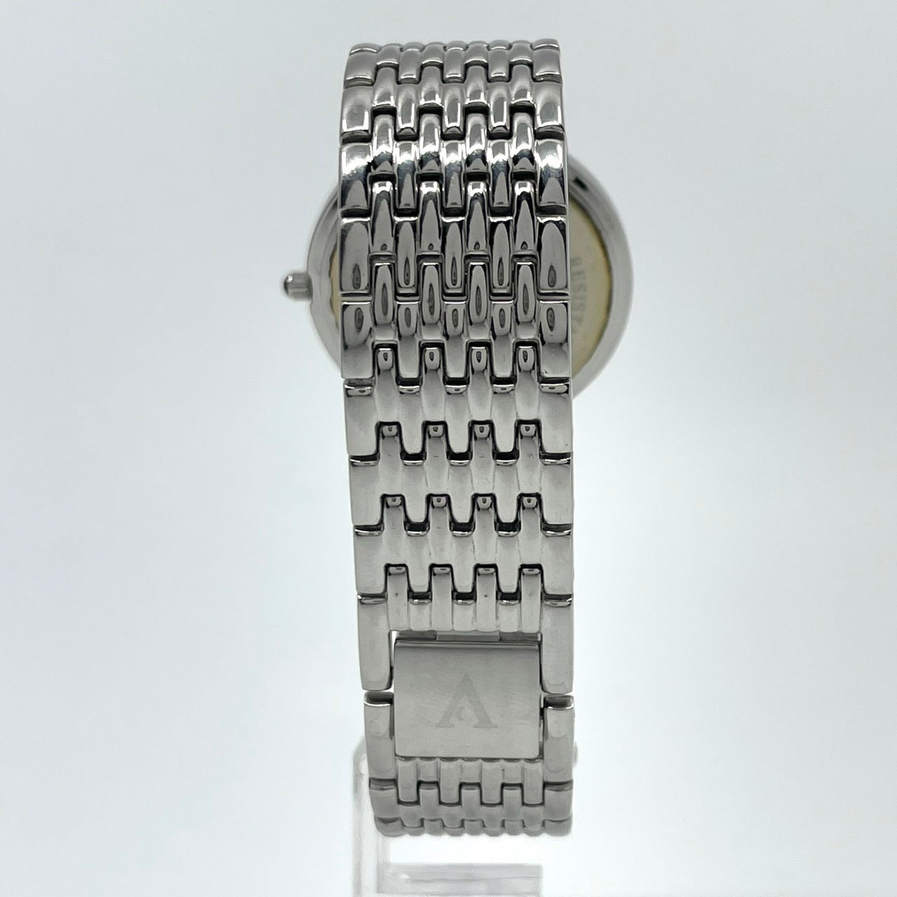 【電池交換済】ヴァレンティノ ドマーニ 腕時計 VD-2038 レディース クオーツ FINE PLATINUM 999.9 プラチナメッキ ラインストーンベゼル サファイア シェル文字盤 ドレスウォッチ エレガント ラグジュアリー クリーニング済み G