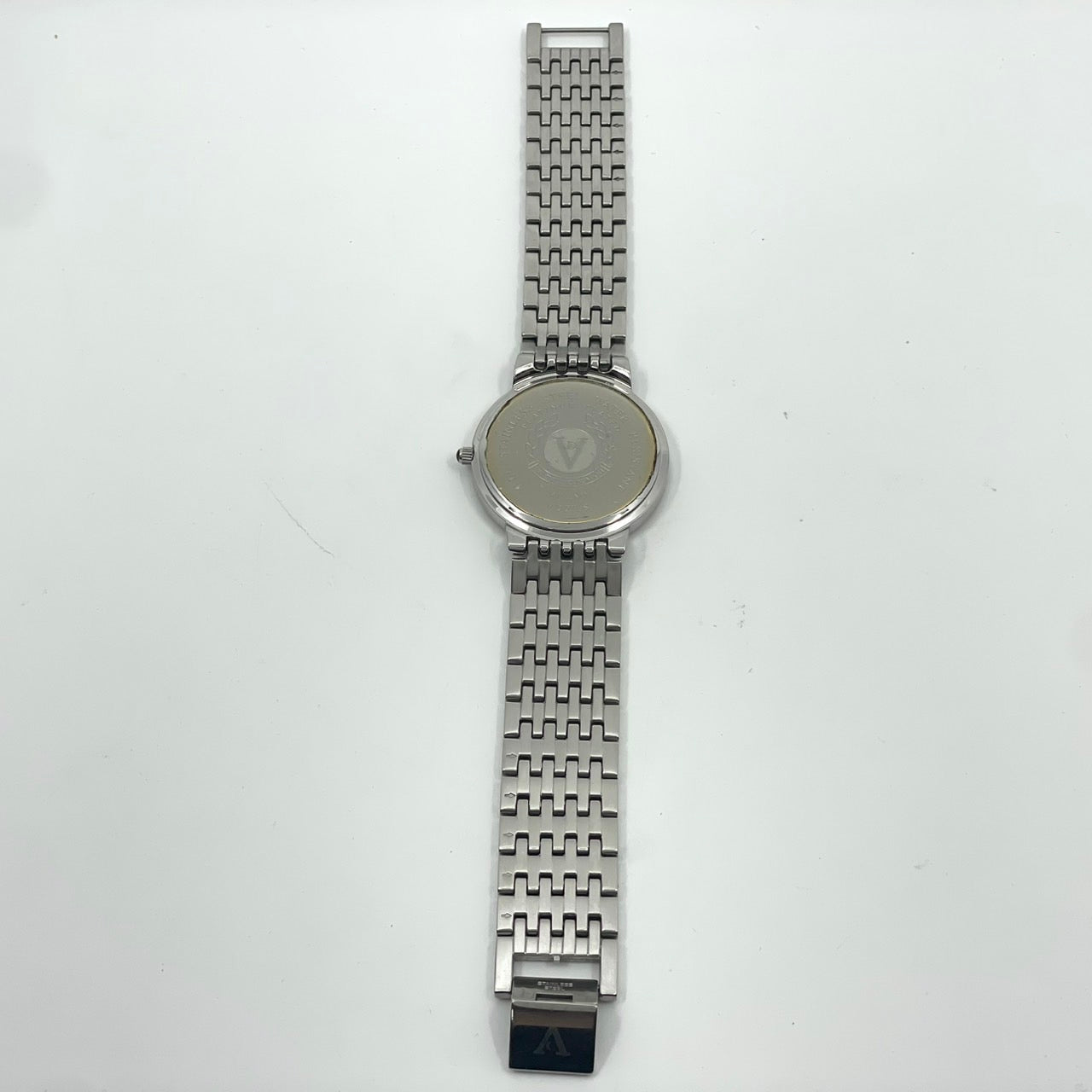 【電池交換済】ヴァレンティノ ドマーニ 腕時計 VD-2038 レディース クオーツ FINE PLATINUM 999.9 プラチナメッキ ラインストーンベゼル サファイア シェル文字盤 ドレスウォッチ エレガント ラグジュアリー クリーニング済み G