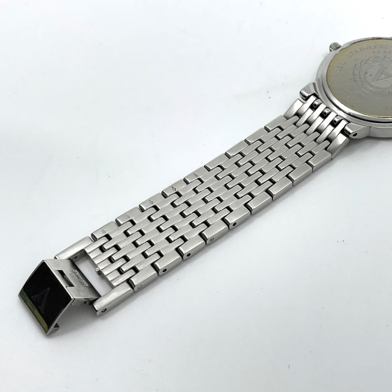 【電池交換済】ヴァレンティノ ドマーニ 腕時計 VD-2038 レディース クオーツ FINE PLATINUM 999.9 プラチナメッキ ラインストーンベゼル サファイア シェル文字盤 ドレスウォッチ エレガント ラグジュアリー クリーニング済み G