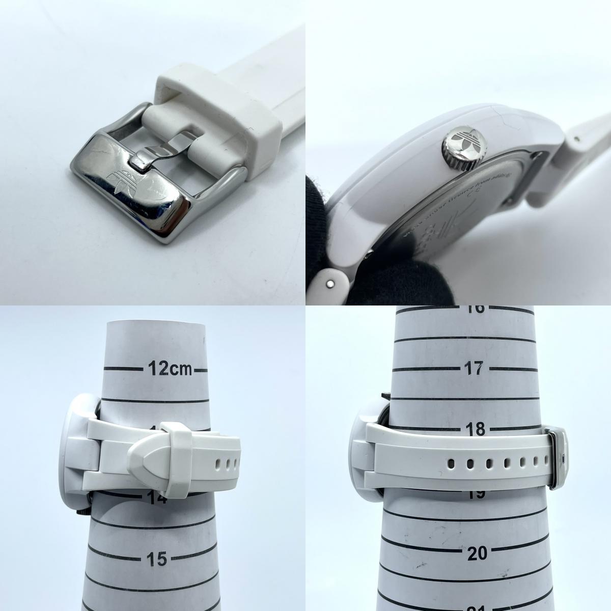 【電池交換済】アディダス 腕時計 ADH3051 ユニセックス クオーツ アナログ ラウンド ホワイト レッド ドット柄 ポップ トレフォイル ビッグロゴ ストリート カジュアル ファッションウォッチ スポーツウォッチ クリーニング済み G