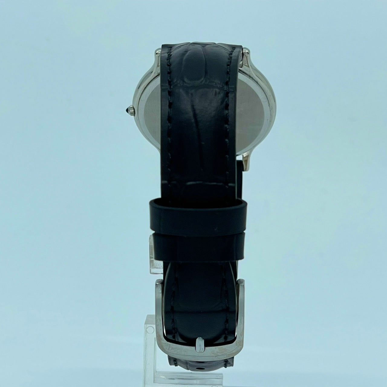 【極美品/電池交換済／新品ベルト交換(社外品)】 SEIKO セイコー CREDOR クレドール 腕時計 8J81-6A30 ユニセックス クオーツ シルバー文字盤 ゴールド針 ブラックレザー 薄型 ドレスウォッチ エレガント クラシック 高級時計 クリーニング済 G5