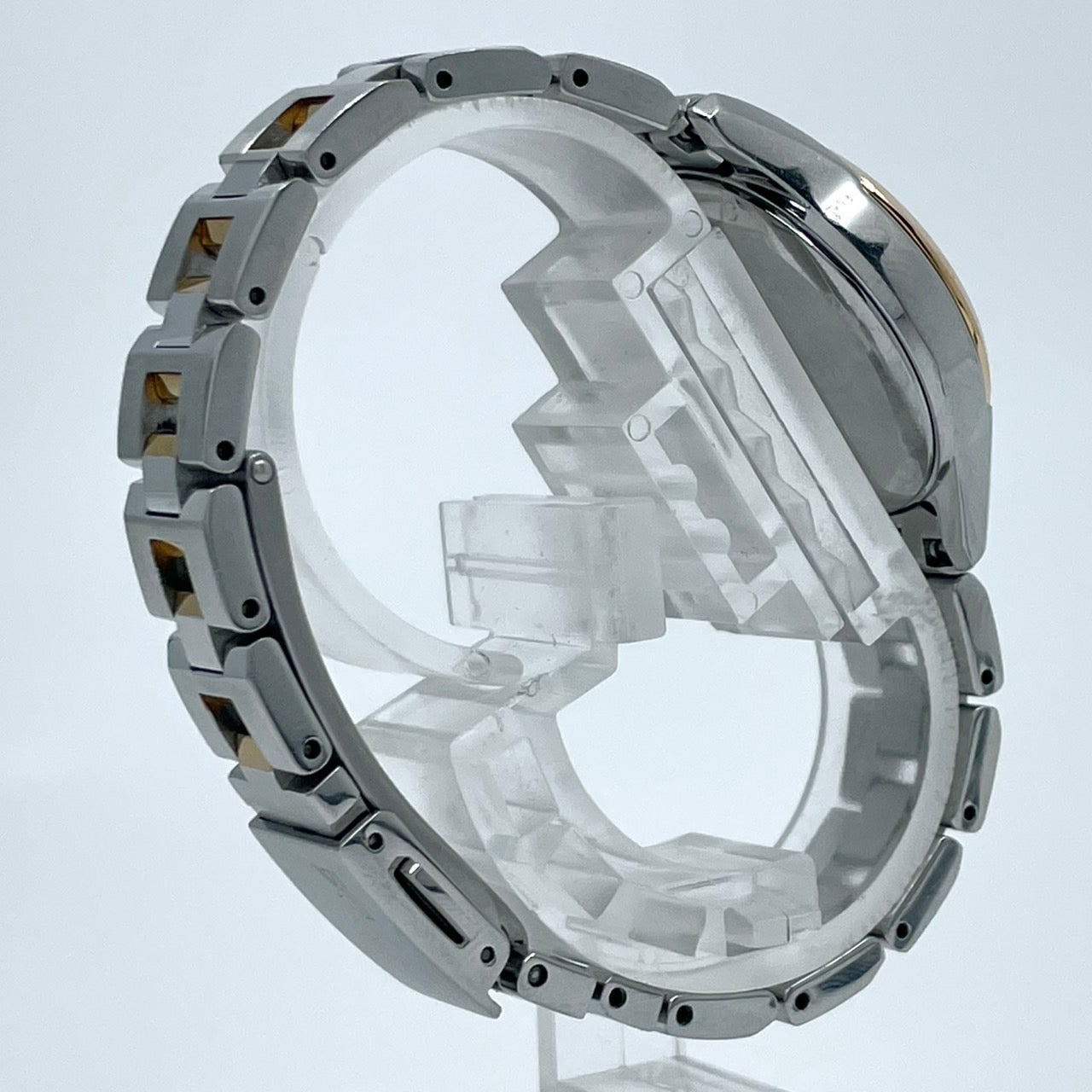 【稼働品／美品】セイコー ルキア 人気モデル 腕時計 1B22-0AS0 電波ソーラー レディース デイト ピンクゴールド コンビカラー ローマ数字 上品 エレガント ビジネス オフィス 高機能 洗練デザイン 手元華やか クリーニング済 G5