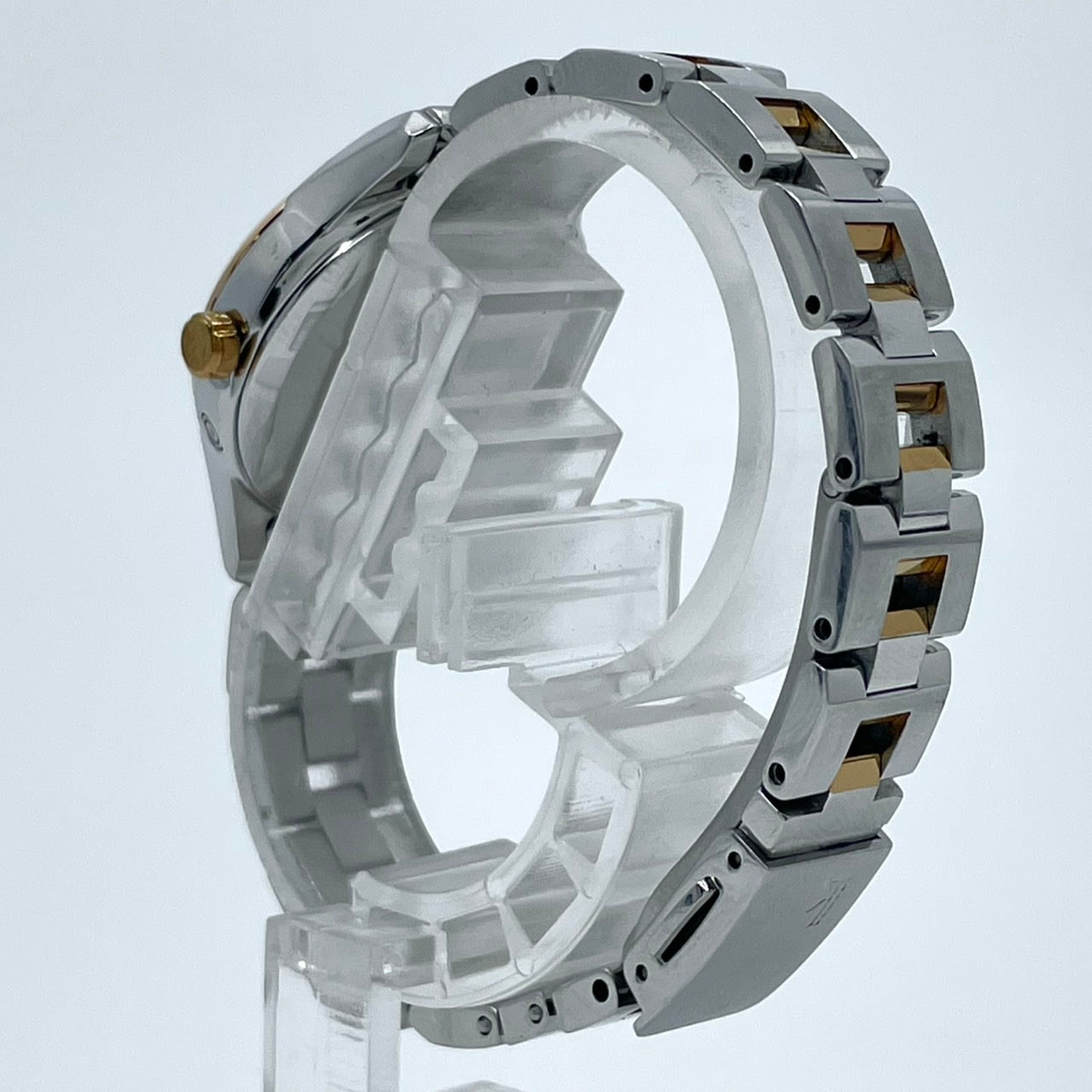 【稼働品／美品】セイコー ルキア 人気モデル 腕時計 1B22-0AS0 電波ソーラー レディース デイト ピンクゴールド コンビカラー ローマ数字 上品 エレガント ビジネス オフィス 高機能 洗練デザイン 手元華やか クリーニング済 G5