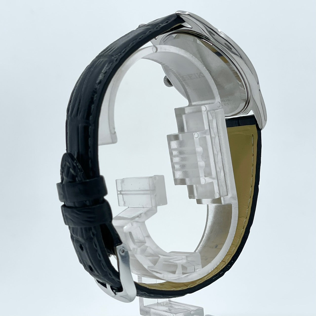 【電池交換済／新品ベルト(社外品)】美品 セイコー 腕時計 7N01-0EF0 メンズ クオーツ アナログ 白文字盤 黒レザー シンプルデザイン スタンダードモデル ビジネス カジュアル 薄型軽量 高視認性 オフィスに最適 クリーニング済 G5