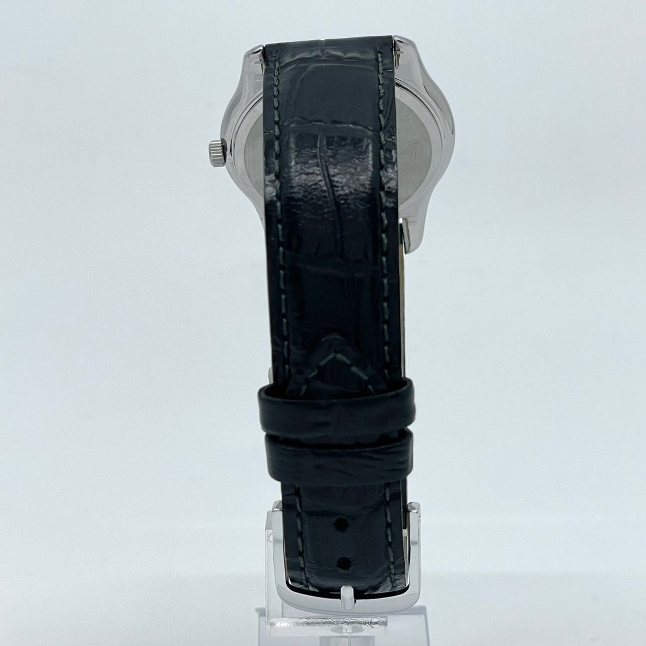 【電池交換済／新品ベルト(社外品)】美品 セイコー 腕時計 7N01-0EF0 メンズ クオーツ アナログ 白文字盤 黒レザー シンプルデザイン スタンダードモデル ビジネス カジュアル 薄型軽量 高視認性 オフィスに最適 クリーニング済 G5