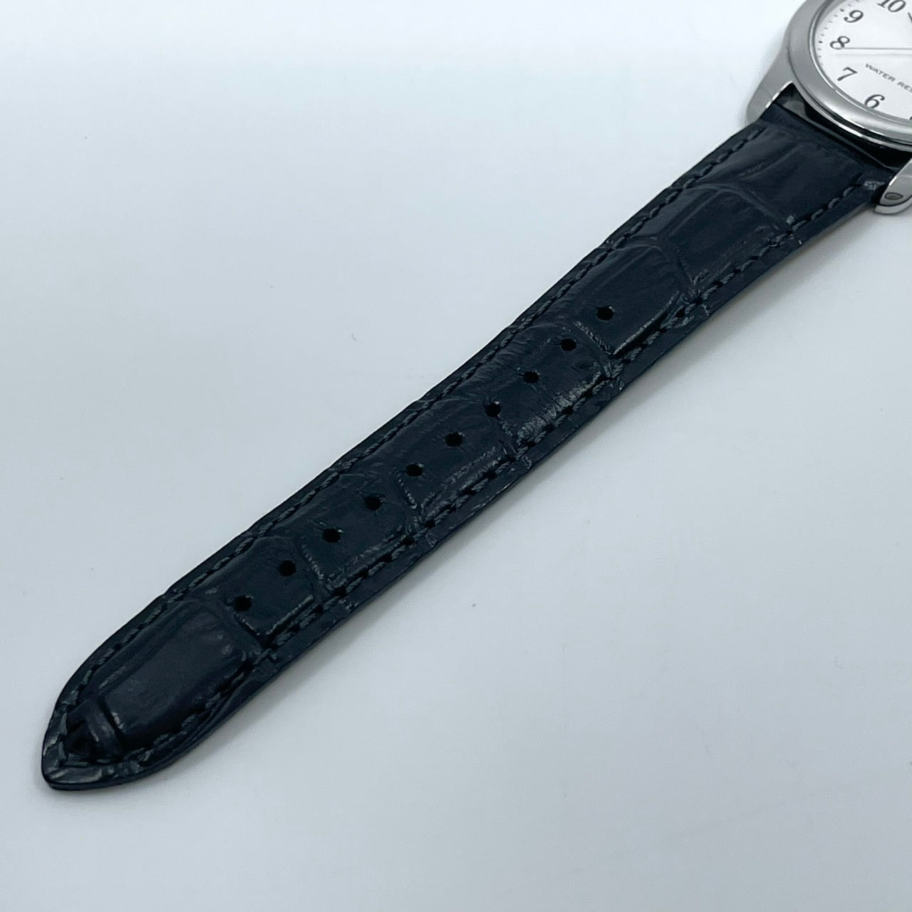 【電池交換済／新品ベルト(社外品)】美品 セイコー 腕時計 7N01-0EF0 メンズ クオーツ アナログ 白文字盤 黒レザー シンプルデザイン スタンダードモデル ビジネス カジュアル 薄型軽量 高視認性 オフィスに最適 クリーニング済 G5